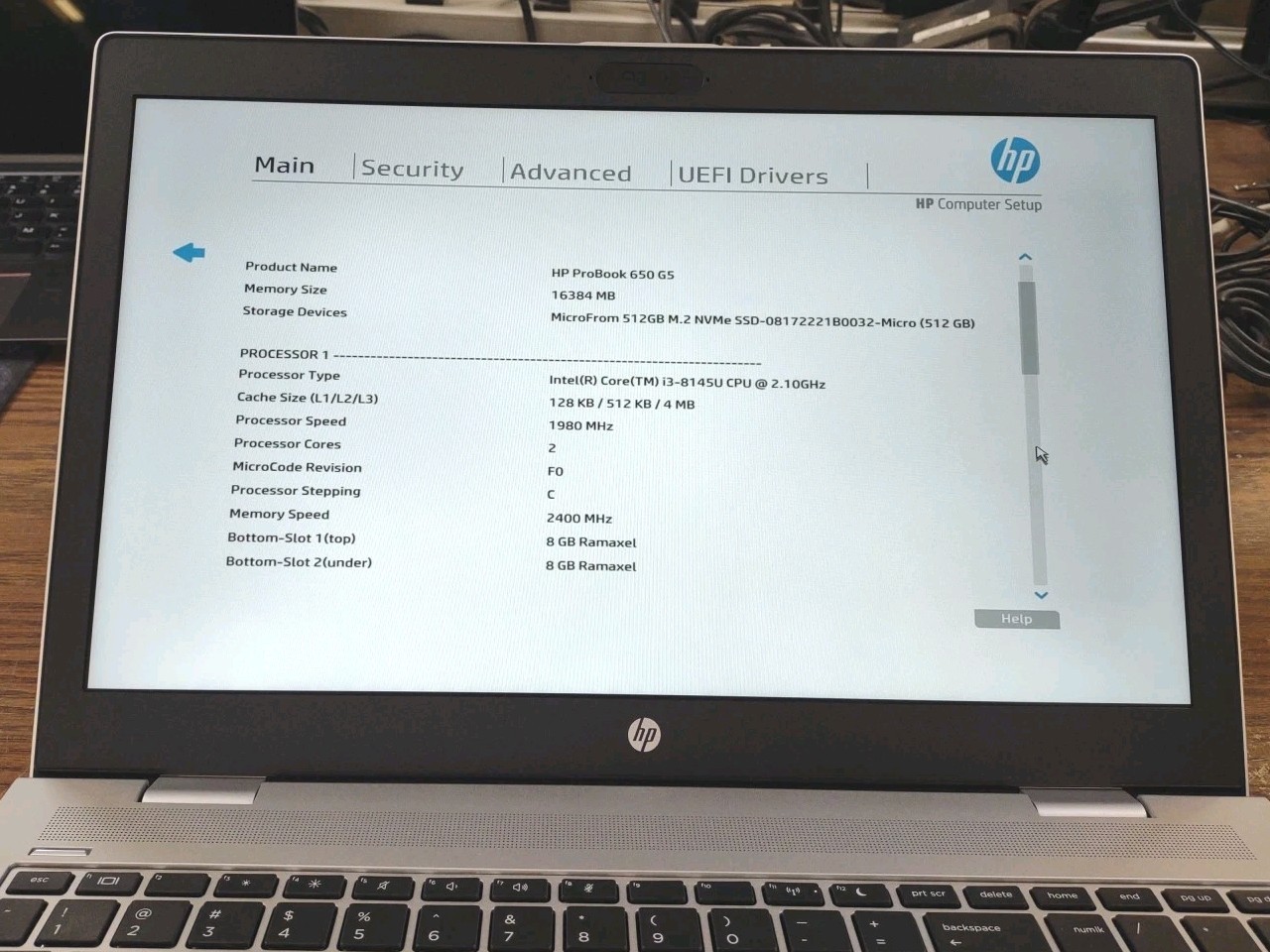 HP Probook 650 G5 Laptop W/ Intel i3-8145U 2.10GHz, 16GB, 512GB.