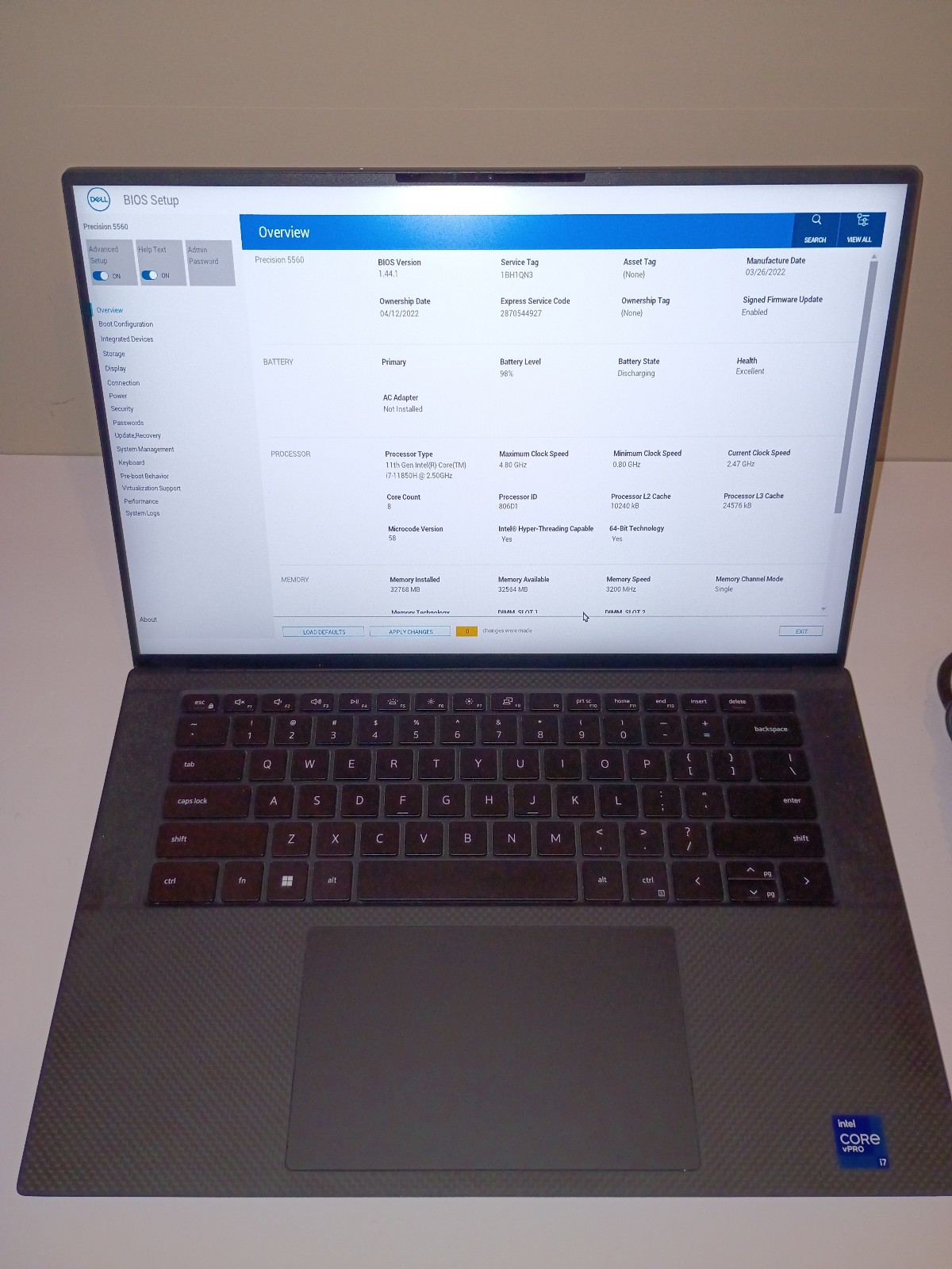 Dell Precision 5560 15.6″ FHD i7-11850H A2000 32GB 1TB NVMe W11P