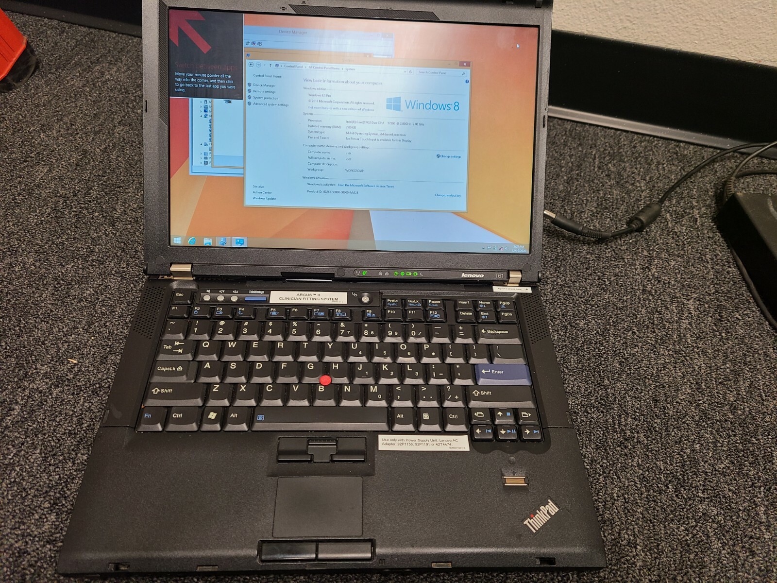 Lenovo Laptop ThinkPad T61 14″ Windows10 2GB RAM 128GB SSD HDD DVD WIFI C2D VGA