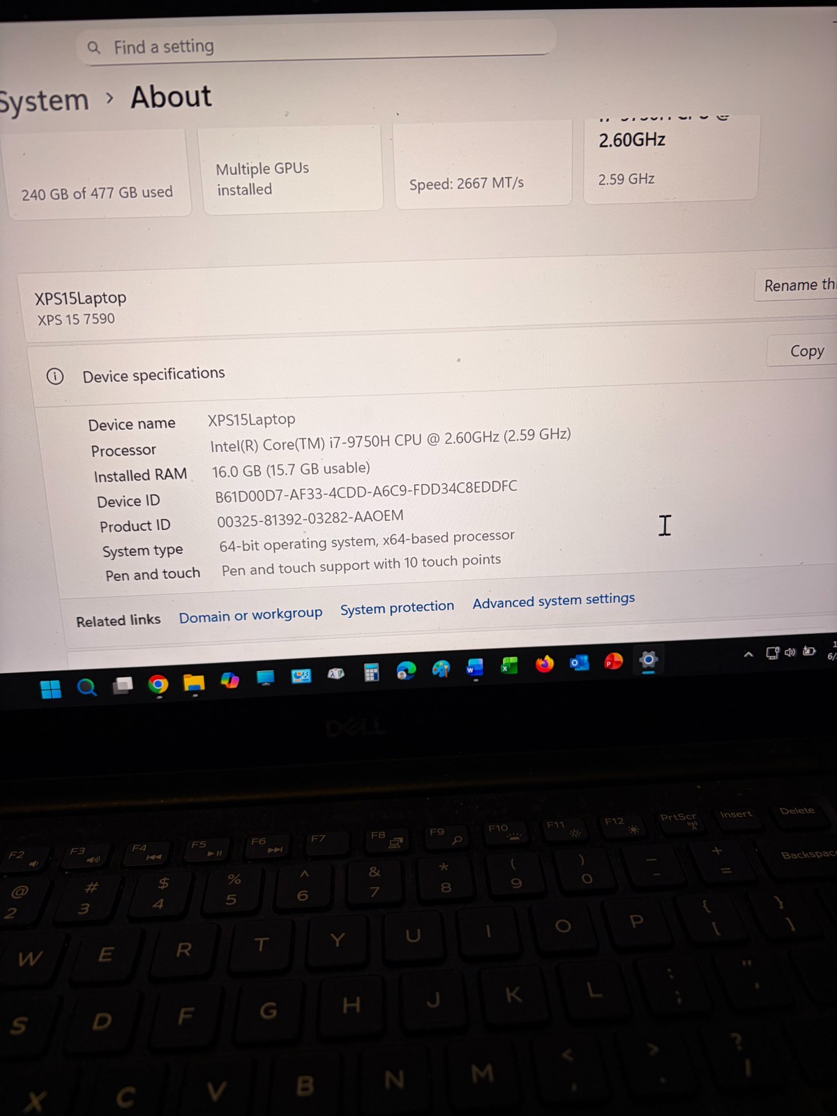 Dell XPS 15 7590 Touchscreen Laptop