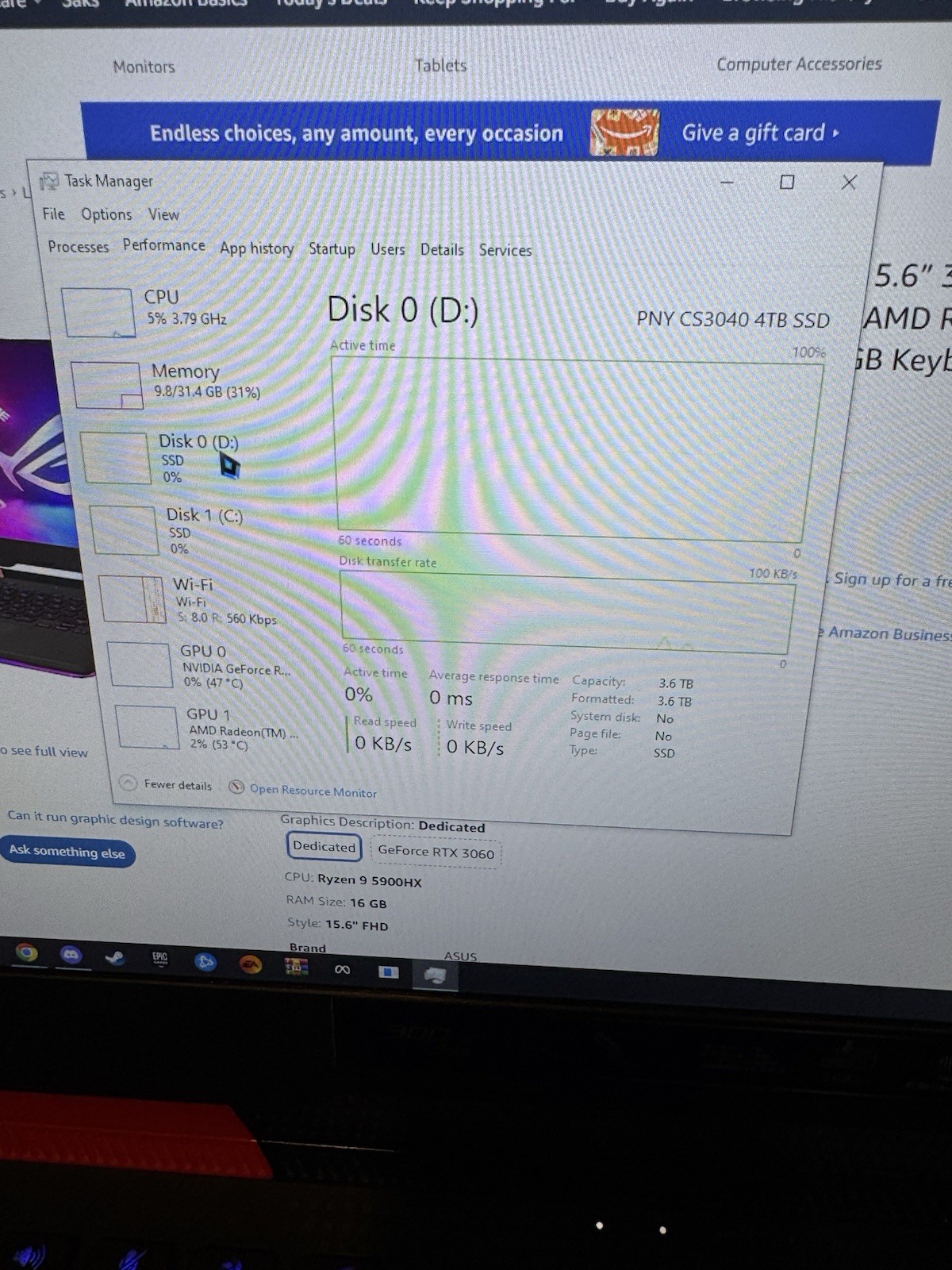 ASUS ROG Strix G15 Gaming Laptop Ryzen 9 5900HX, RTX 3070, 32GB RAM, 6TB SSD