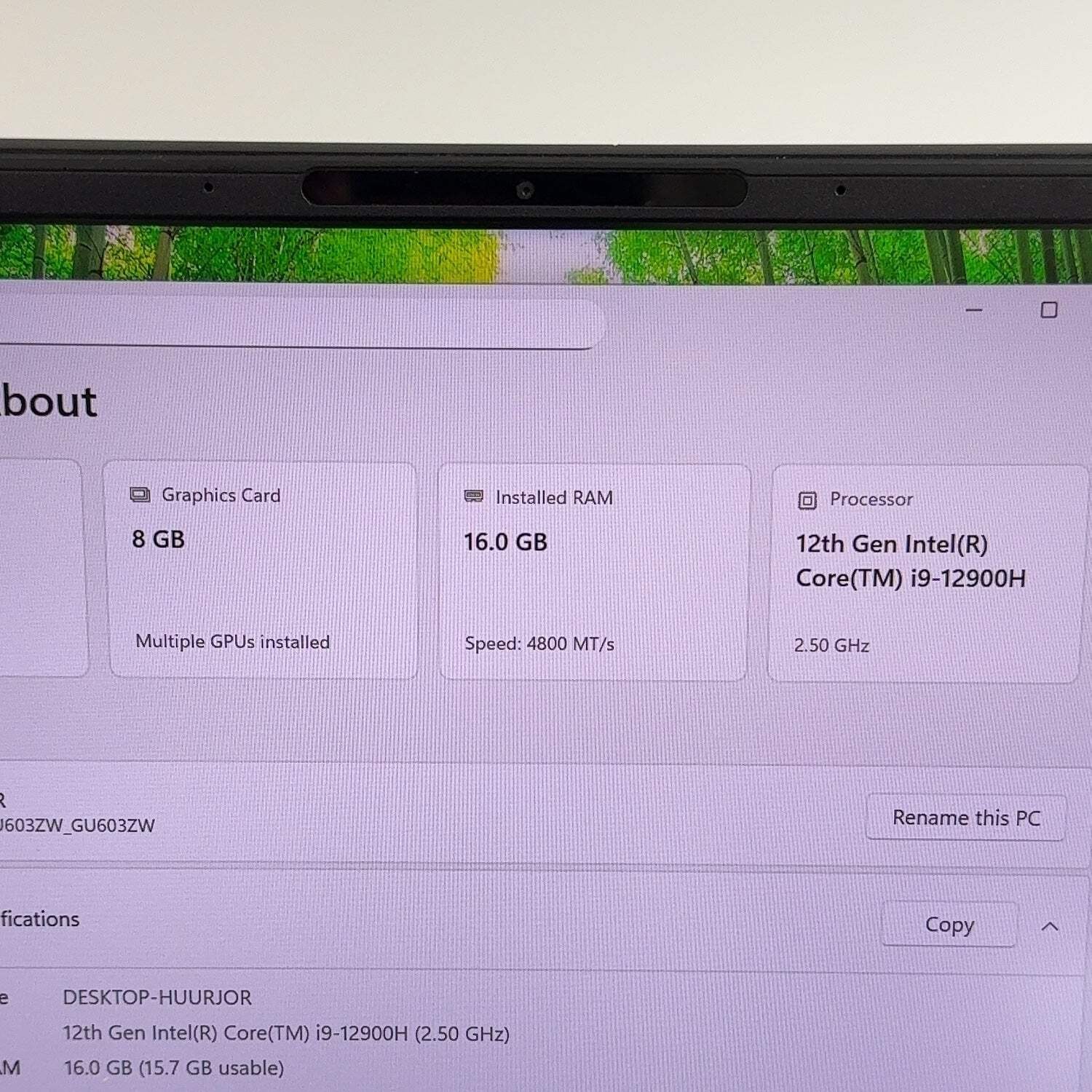 Asus ROG Zephyrus M16 GU603ZW 16″ i9-12900H 16GB RAM 512GB GeForce RTX 3070 Ti