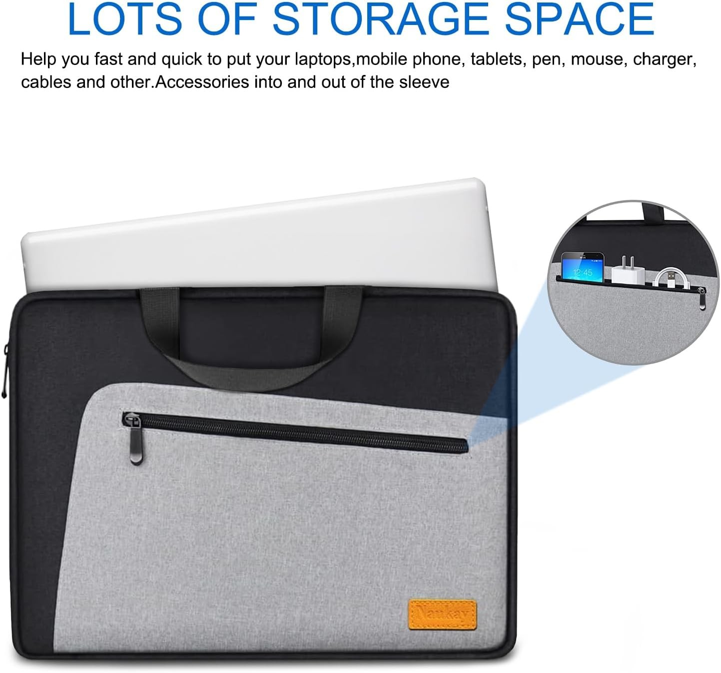 Shockproof Water Resistant 15.6 Inch Laptop Sleeve Briefcase Carrying Bag Black/
