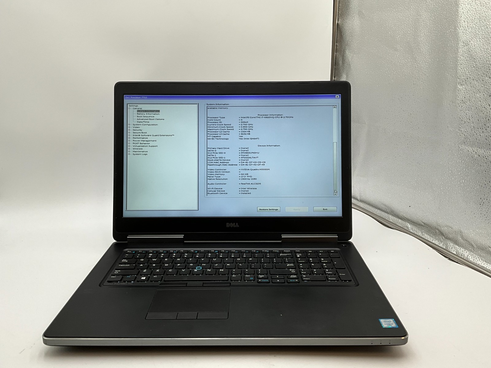 DELL Precision 7710 i7-6820HQ 64gb 1tb/512gb M5000M Laptop 2HDM0G2 no OS
