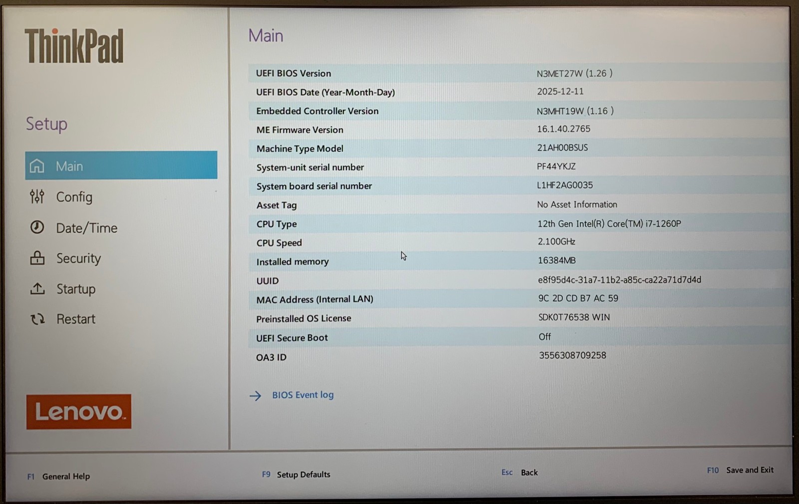 Lenovo ThinkPad T14 Gen 3 14″ Laptop i7-1260P 16GB RAM 512GB NVMe, As Is