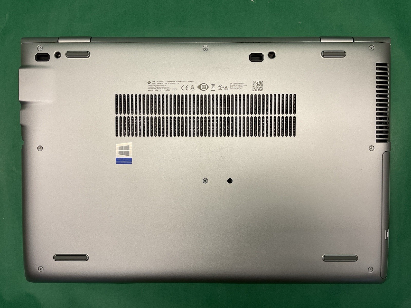 HP Probook 650 G5 – Powers On – NO HARD DRIVE- Untested