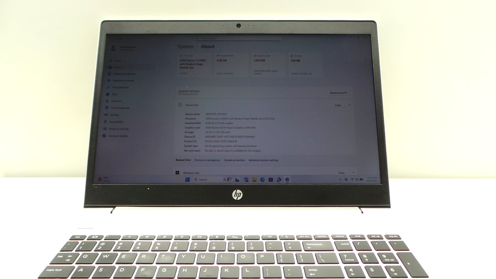 HP ProBook 455 G6 | 15.6″ | AMD Ryzen 5 2500U | 8GB RAM 256GB NVMe | WIN 11 PRO
