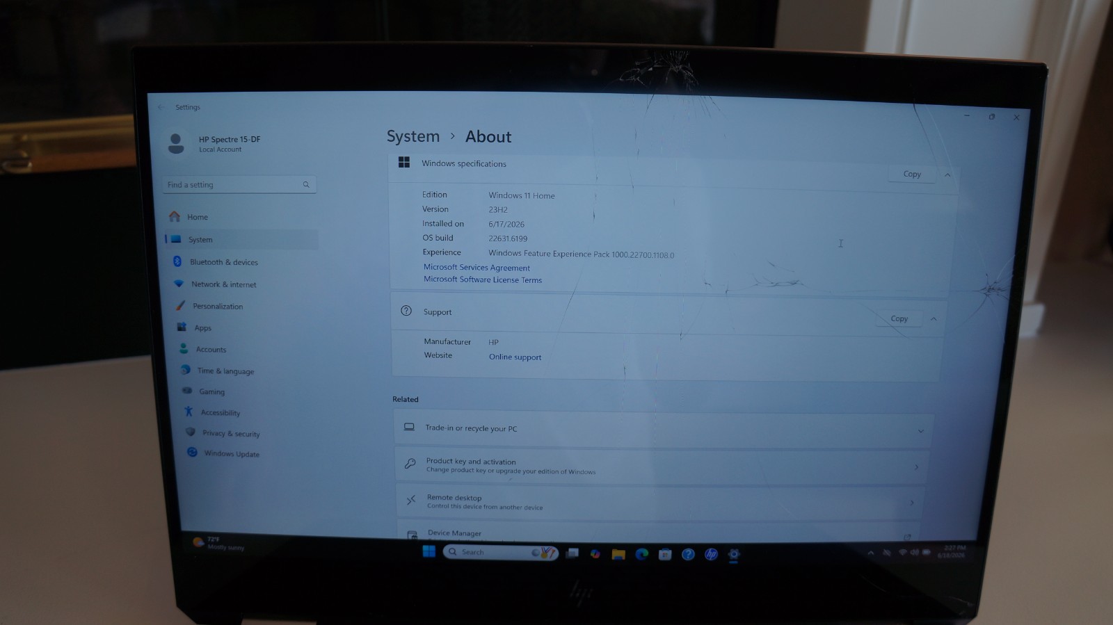 HP Spectre x360 15-DF i7-8565U 1.8GHz 8GB RAM 256GB SSD 4K Display, READ.