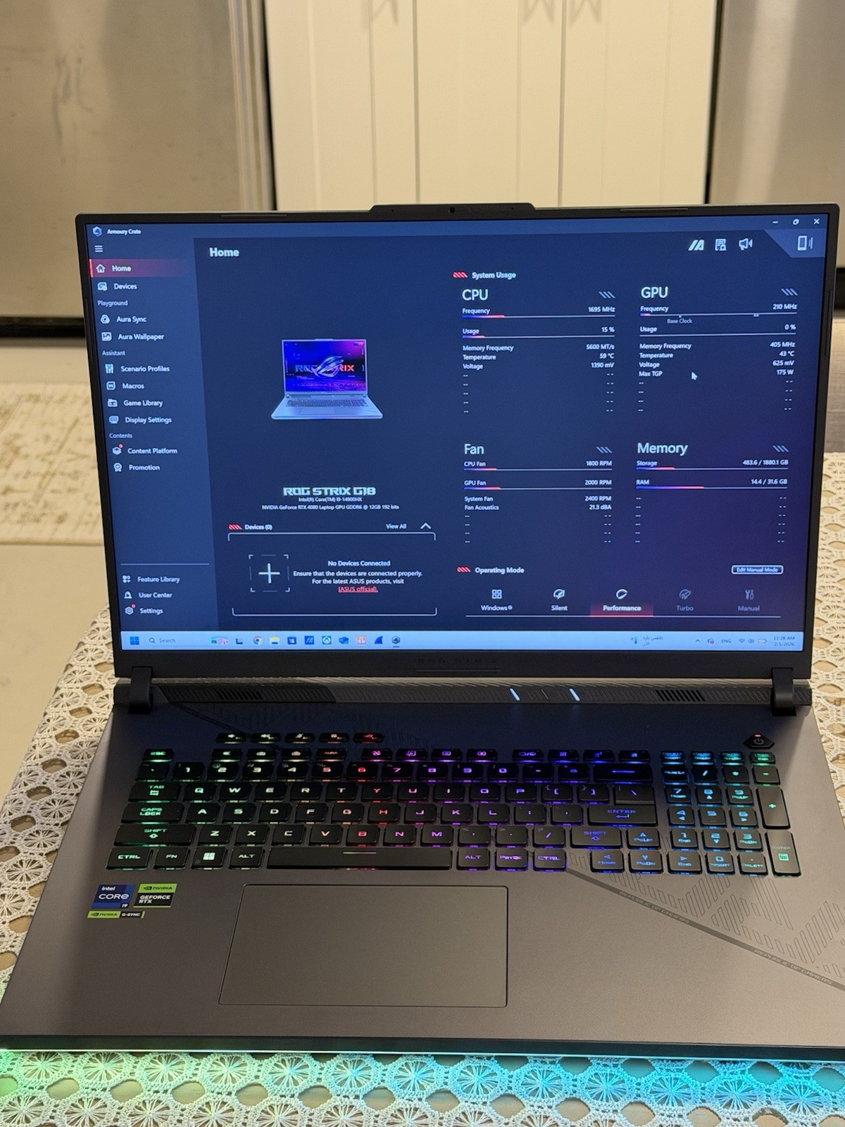 ASUS ROG Strix G18 18″ Gaming Laptop i9-13980HX RTX 4080 32GB 1TB SSD