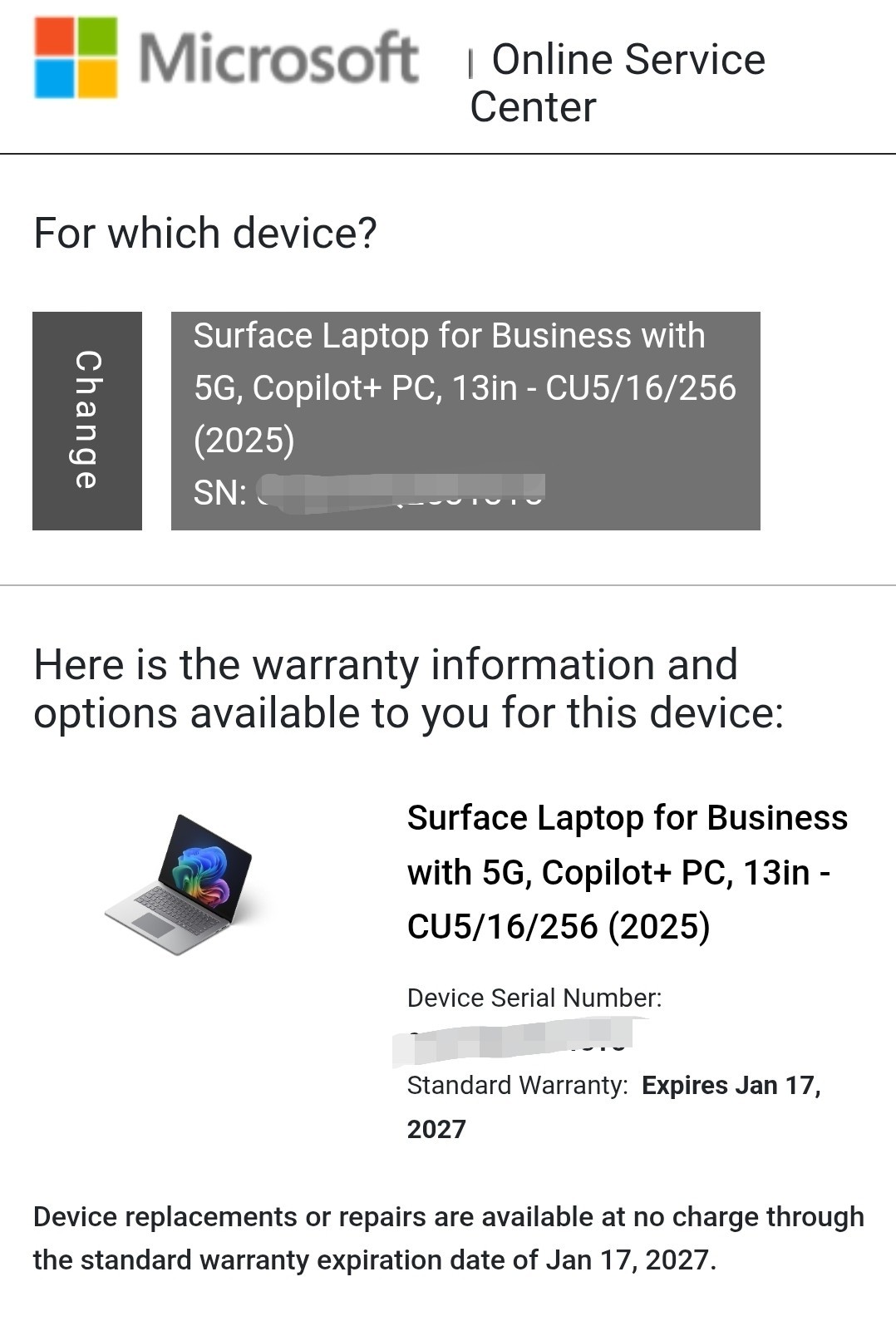 Microsoft Surface Laptop 5G 13.8″ 2K 120 Hz Touch Core Ultra 5 236V – 16GB 256GB