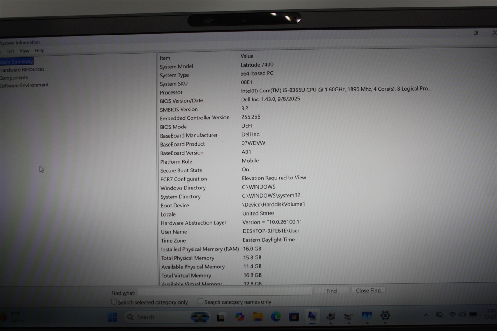 14″Dell Latitude 7400 Laptop i5-8365U 1.60GHz RAM 16GB NVMe 256GB/Charger inc