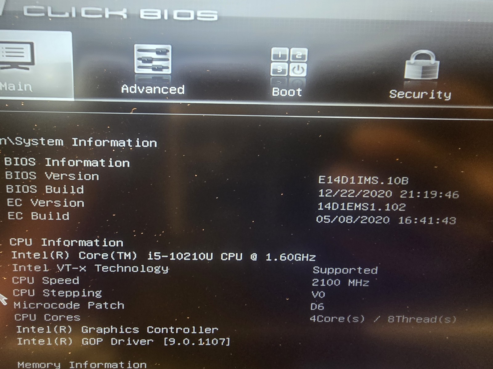 AS IS MSI Modern 14 B10MW-014 14” FHD IPS Laptop Intel i5-10210U No HDD Ram