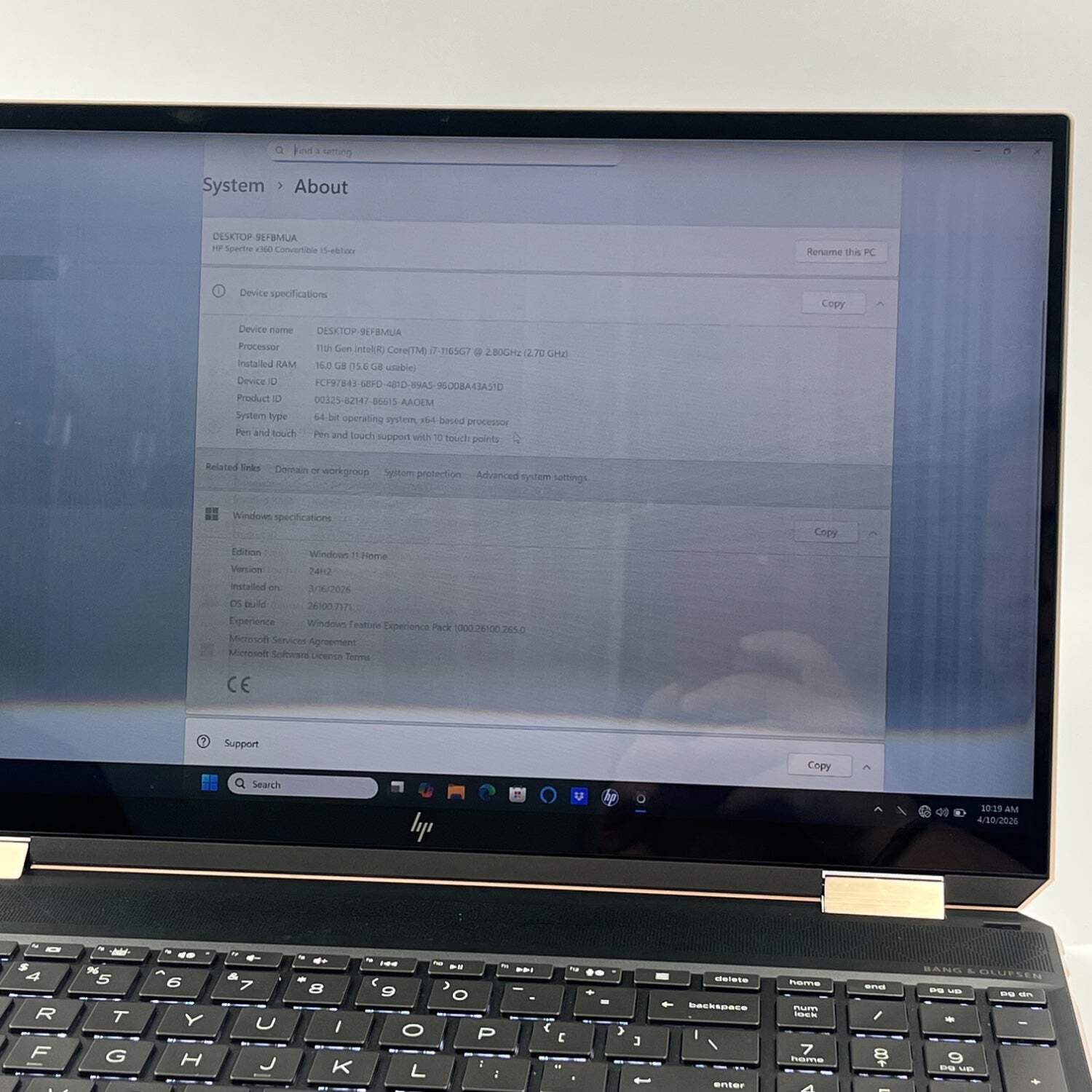 Broken HP Spectre x360 16GB RAM 512GB SSD Stuttering and Faded Screen