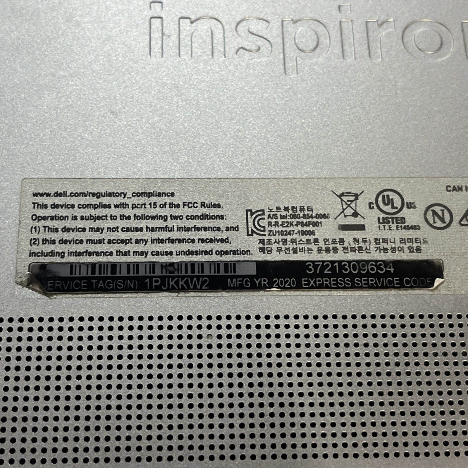 DELL INSPIRON 7591 2 IN 1 INTEL CORE I5-10210U 8GB RAM NO HD