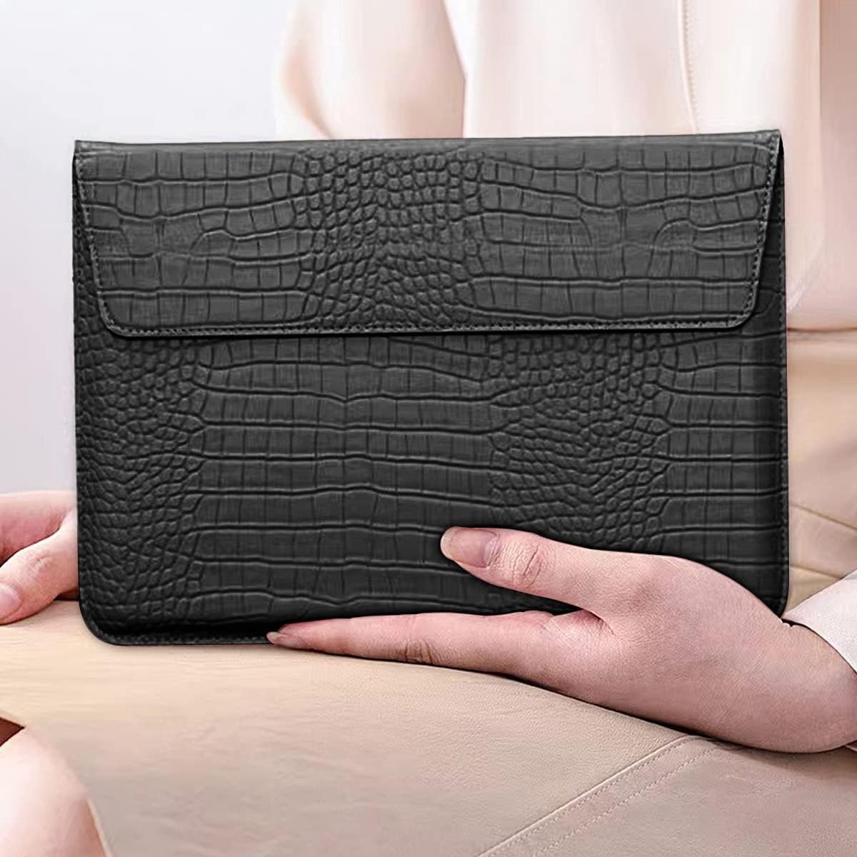 Black PU Leather Flip Case for 15 Inch MacBook Air 2026 M5 M4 M3 M2 A3448 A3241