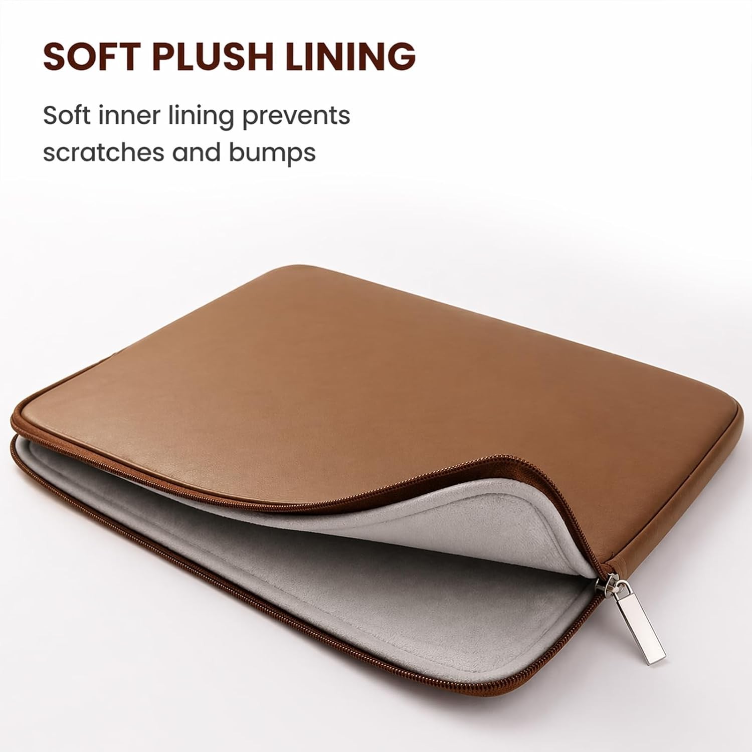 14 Inch Laptop Sleeve Soft PU Leather Case Protective Water Resistant Zipper Cov