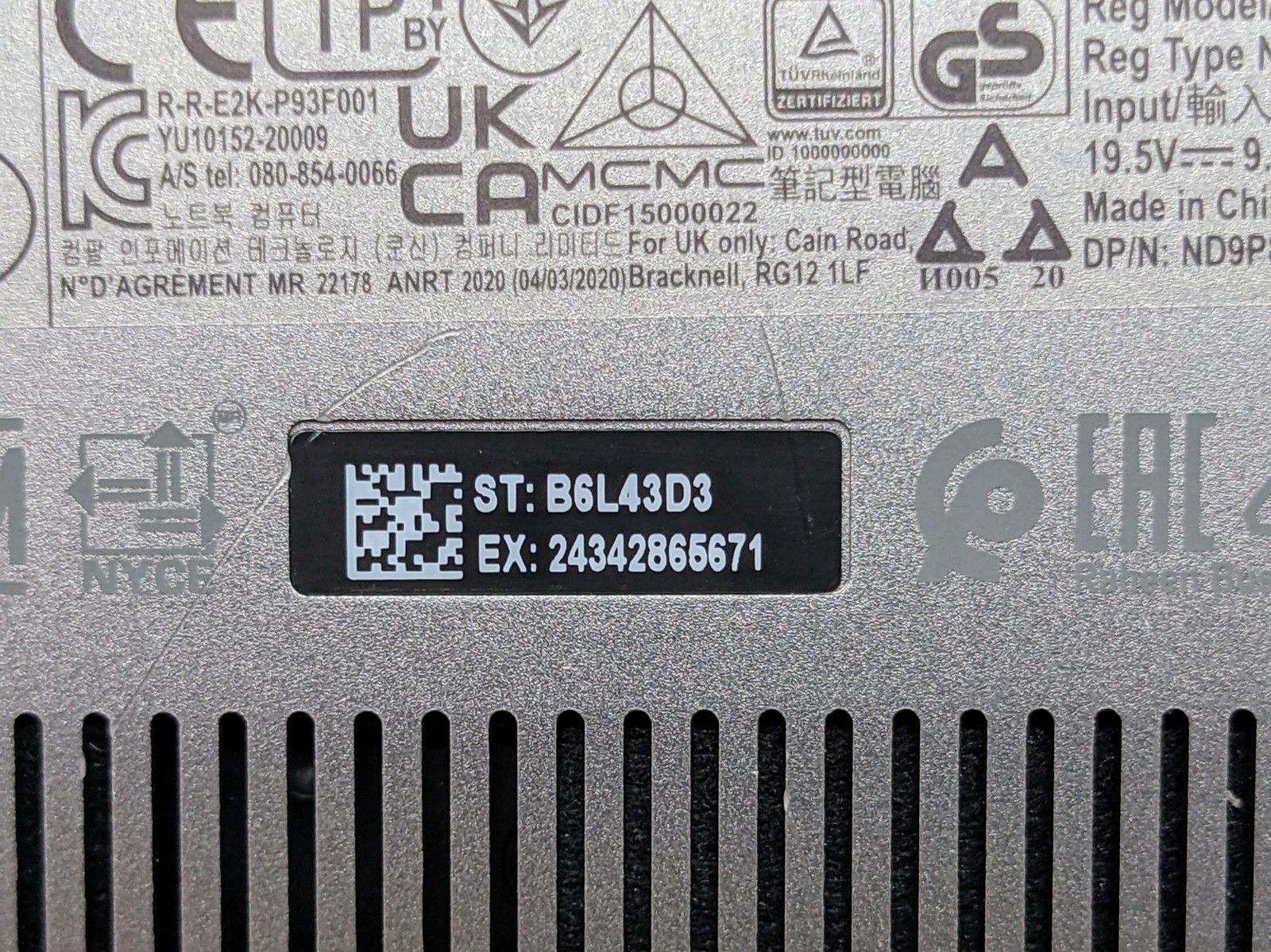 Dell PRECISION 7550 15″ FHD I5-10400H Quadro T1000 Motherboard *READ*