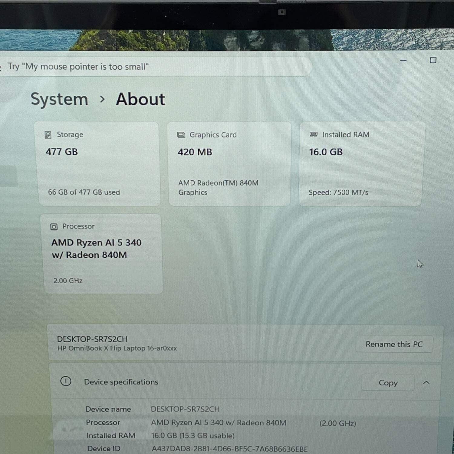 HP OmniBook X Flip 16-AR0013DX 16 AMD Ryzen AI 5 340 2.0GHz 16GB RAM 512GB SSD