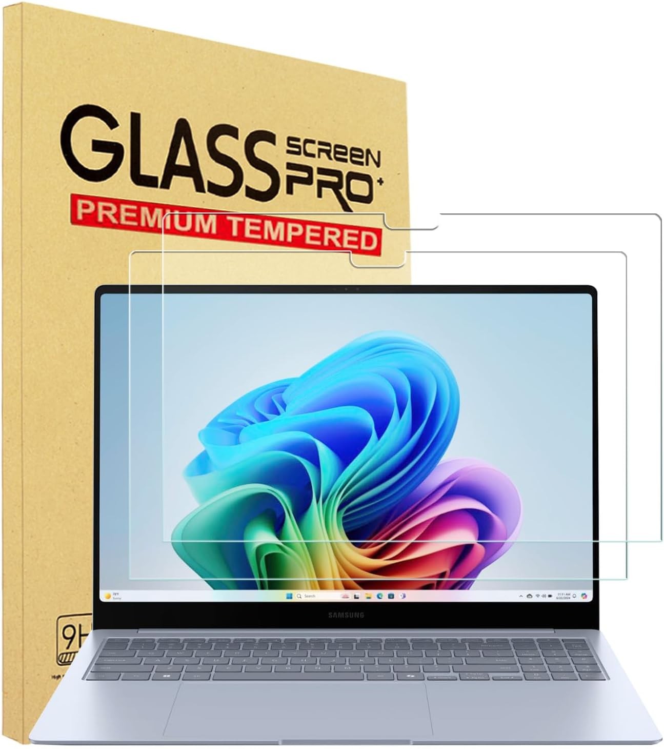 2 Pack 16 Inch Tempered Glass Screen Protector for Galaxy Book 5/4 Pro 16″ Lapto