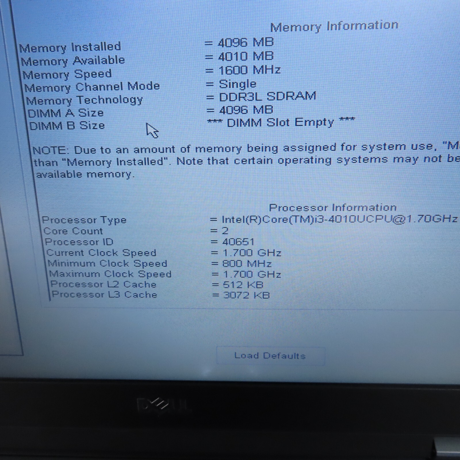 Dell Latitude E5540 Laptop Intel Core i3 1.70GHz 2 Cores 4GB DDR3L SDRAM
