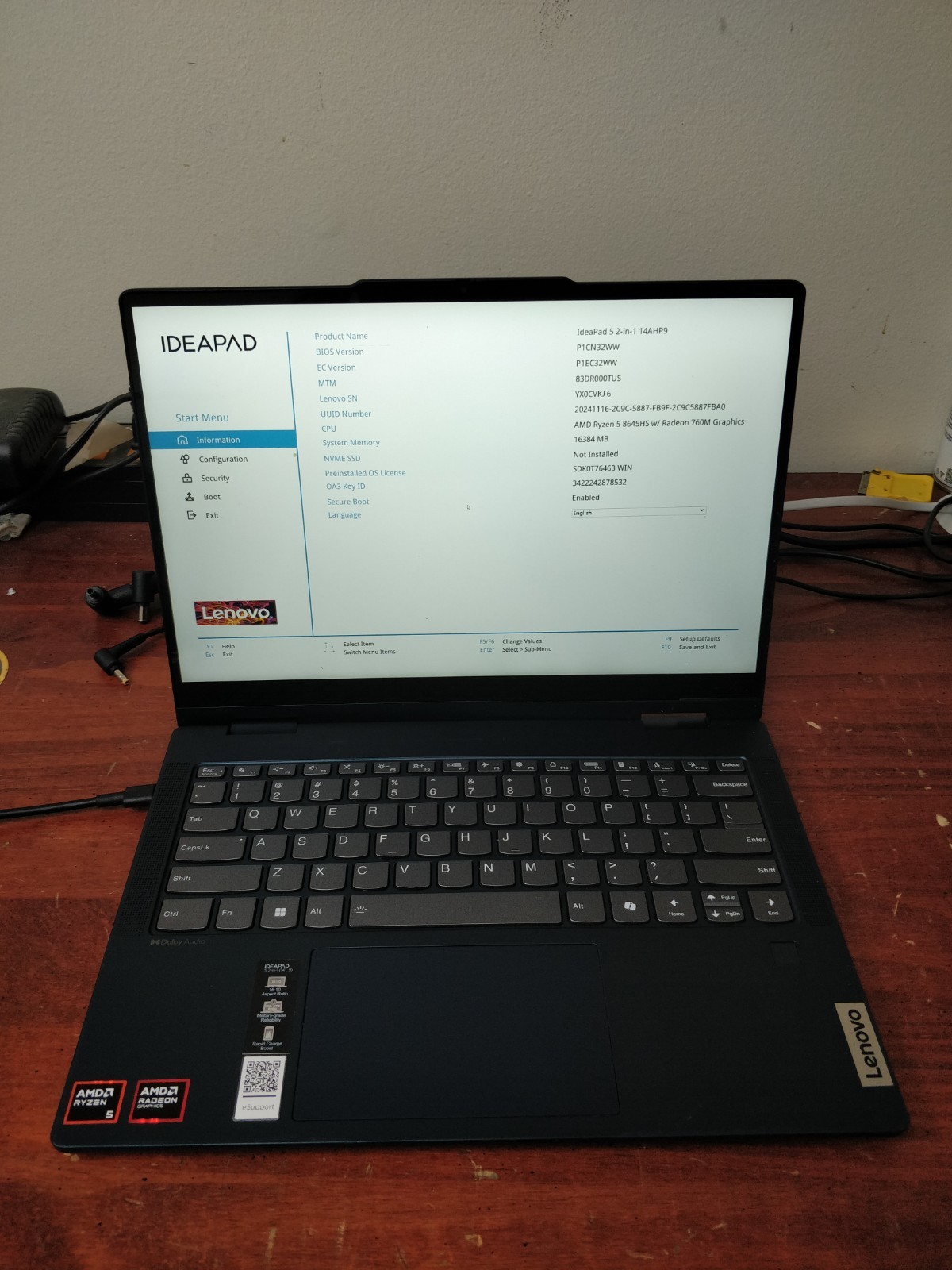Lenovo Ideapad 5 14AHP9 AMD Ryzen 5 8645HS@2.10GHz 8 GB RAM NO DRIVE PARTS 9080