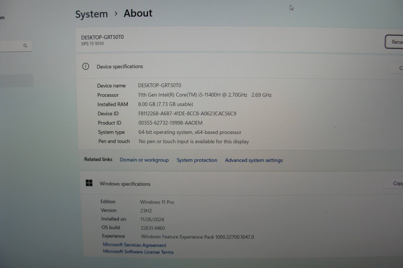 Dell XPS 15 9510 15.6″FHD+ Intel Core i5-11400H 2.7GHz 8GB 256GB SSD Win 11 Pro