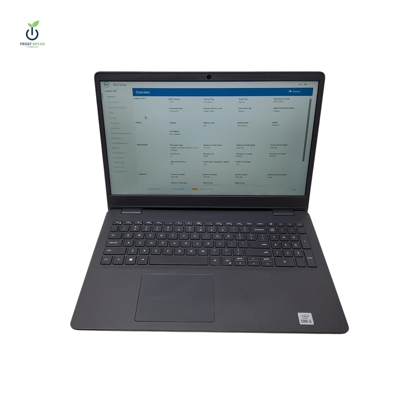 DELL INSPIRON 3501 Laptop i5-1035G1@1.00GHz 8GB 256GB No OS Grade C [READ]