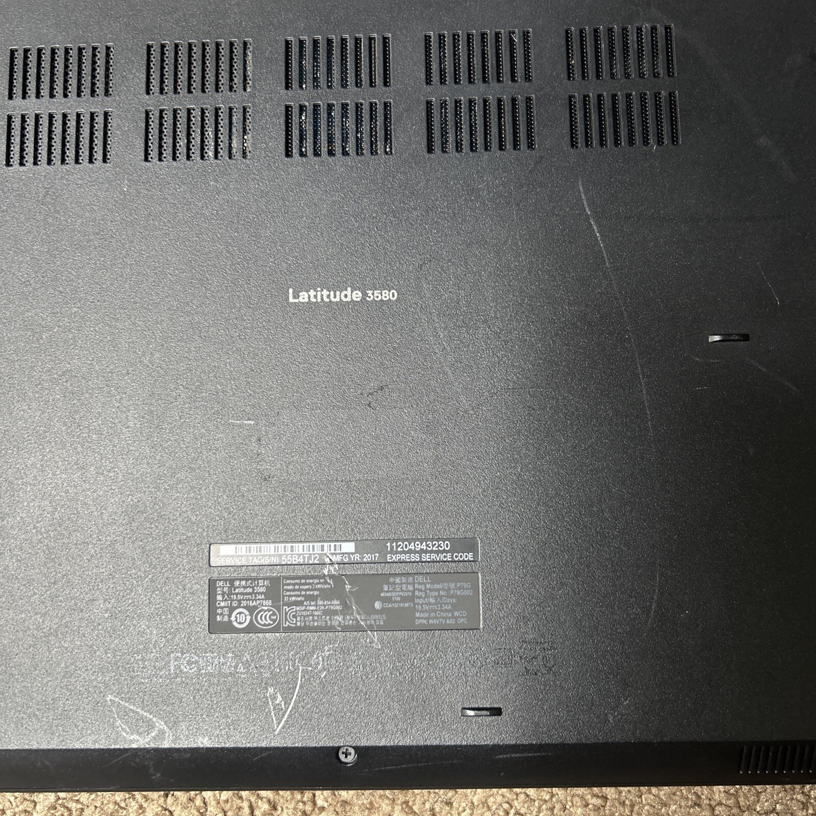 DELL LATITUDE 3580 Laptop w/Core i3-7100U 2.40 GHZ + 8 GB