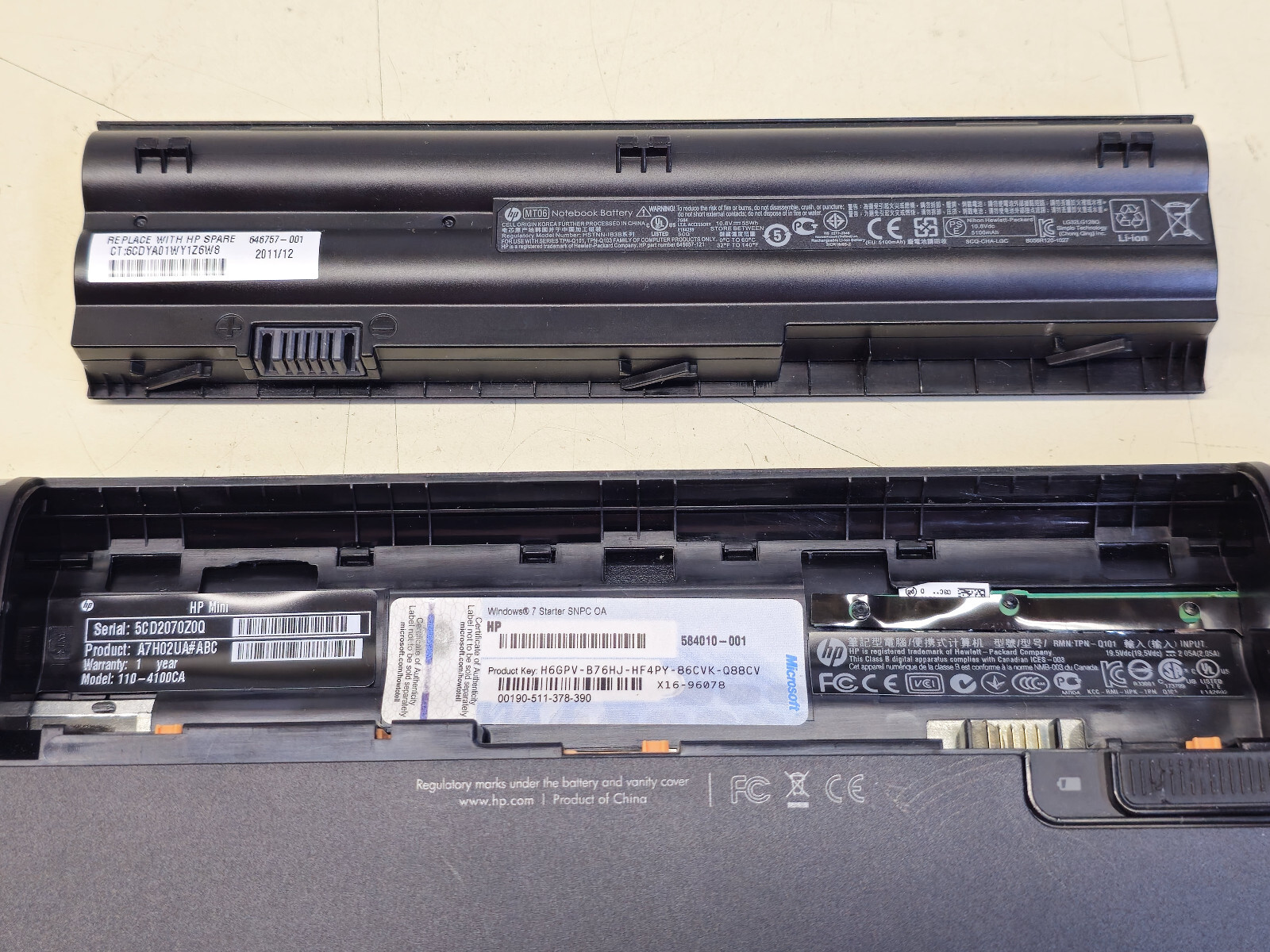 HP Mini 110-4100CA 10.1″ Atom N2600 + 2GB + 120GB SSD Windows 7 Starter TESTED