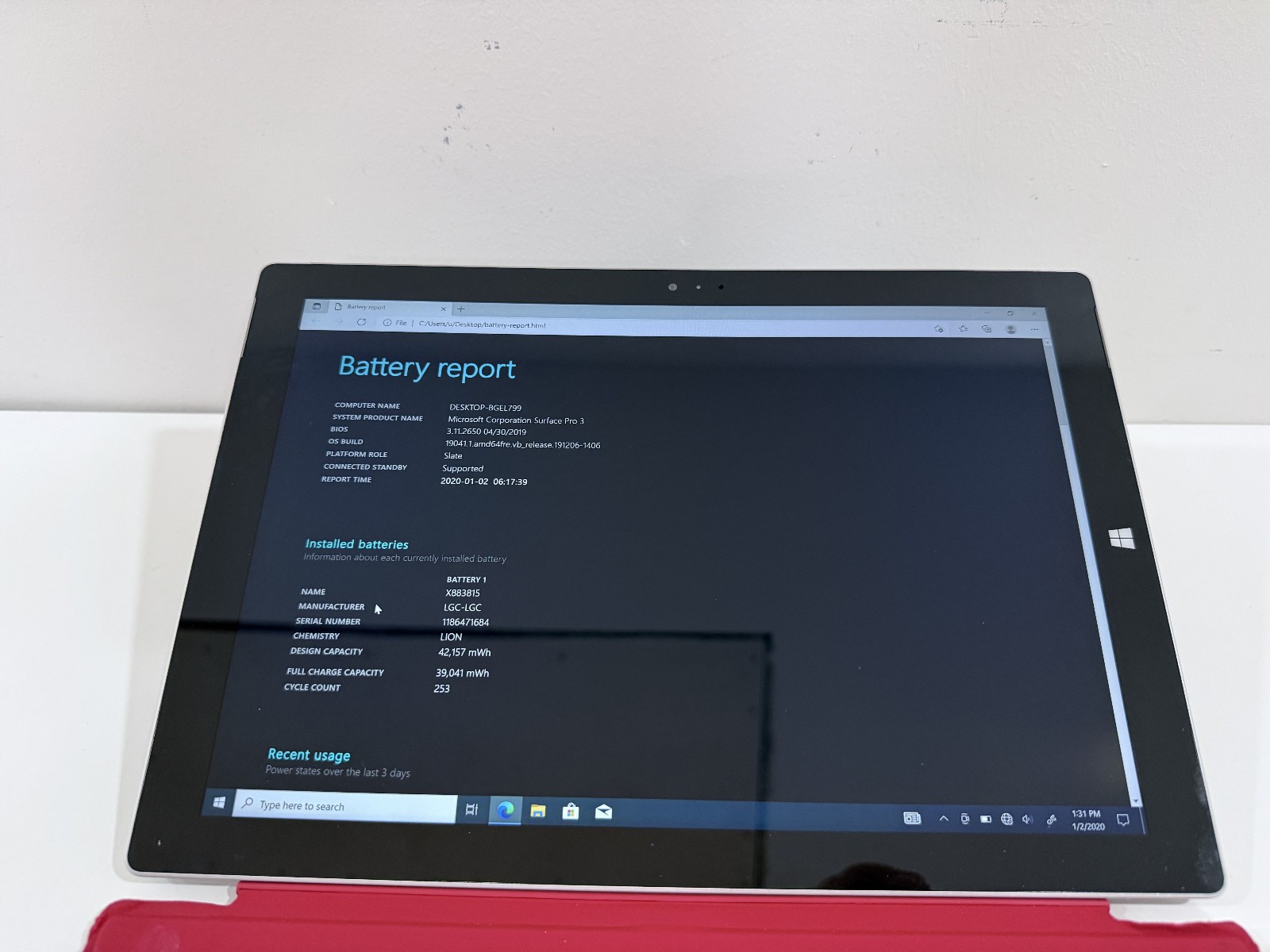 Microsoft Surface Pro 3 i7-4650U CPU @ 1.70GHz 8 GB RAM 512 GB Win 10 Pro