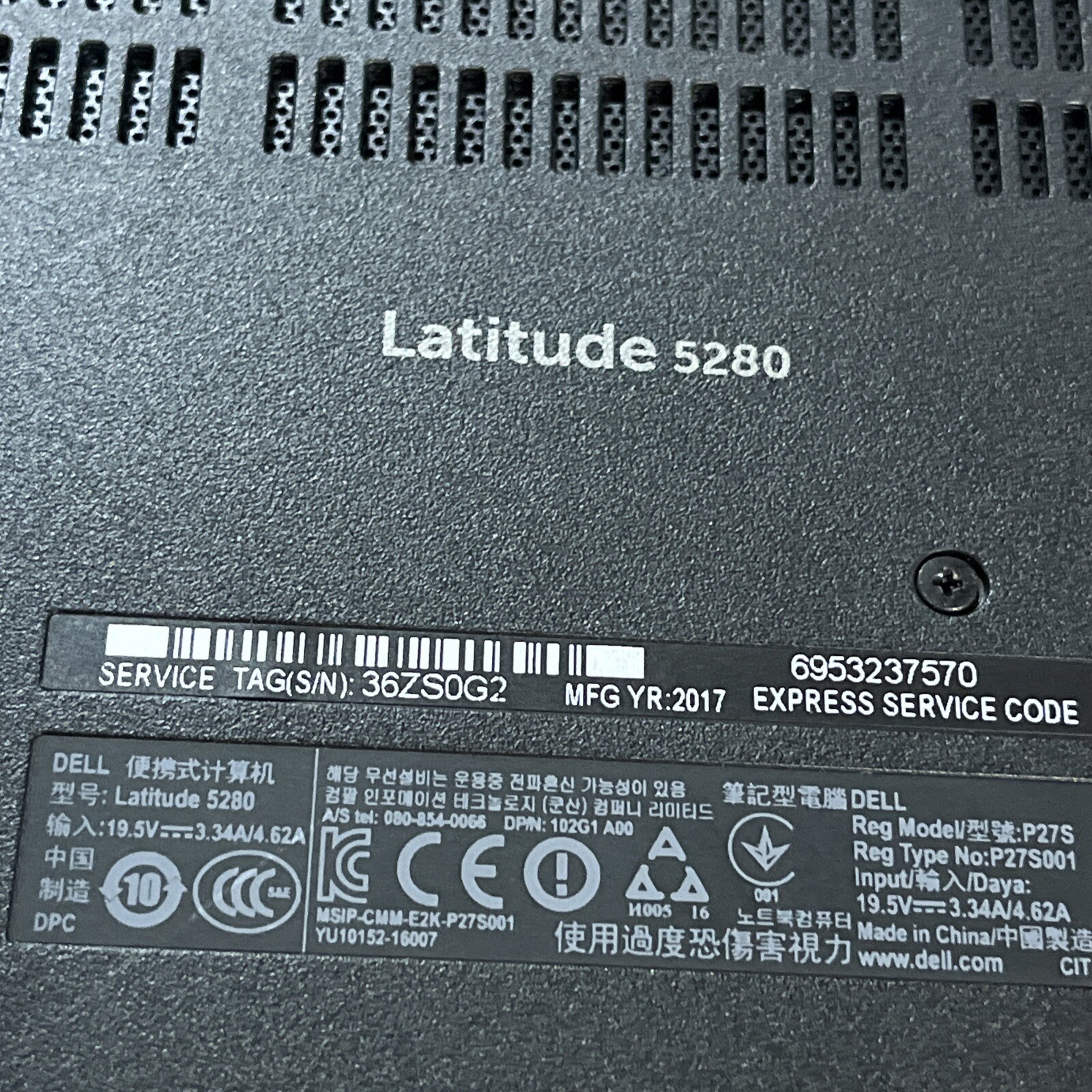 DELL LATITUDE 5280 INTEL CORE I3-7100U 2.40GHZ 8GB RAM NO HD /