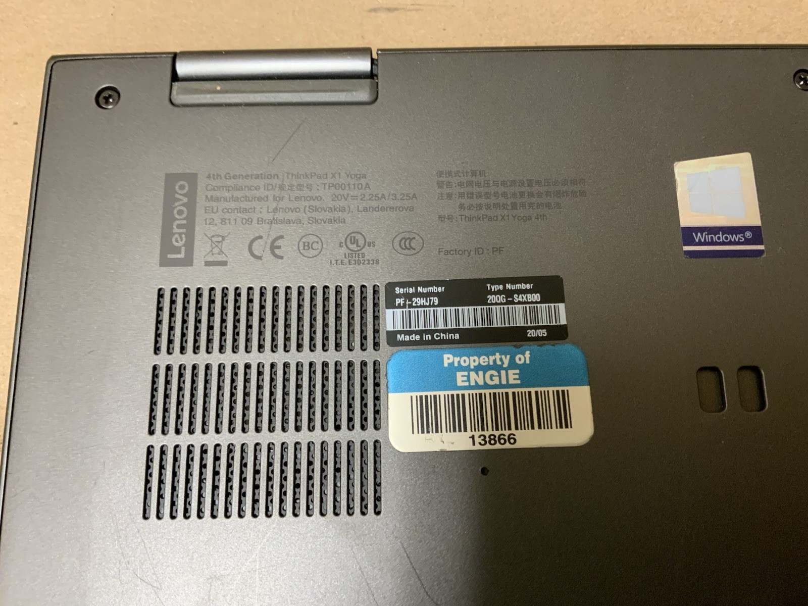 Lenovo ThinkPad X1 Yoga 4 4k 14″ 16GB 256GB i7-8665U 1.9GHz NO CHARGER