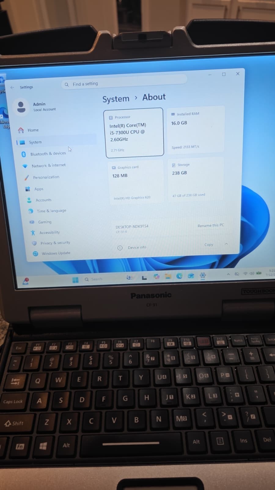 Panasonic Toughbook CF-31 MK6 i5-7300U 16GB 256GB SSD 4G GPS Rugged Laptop