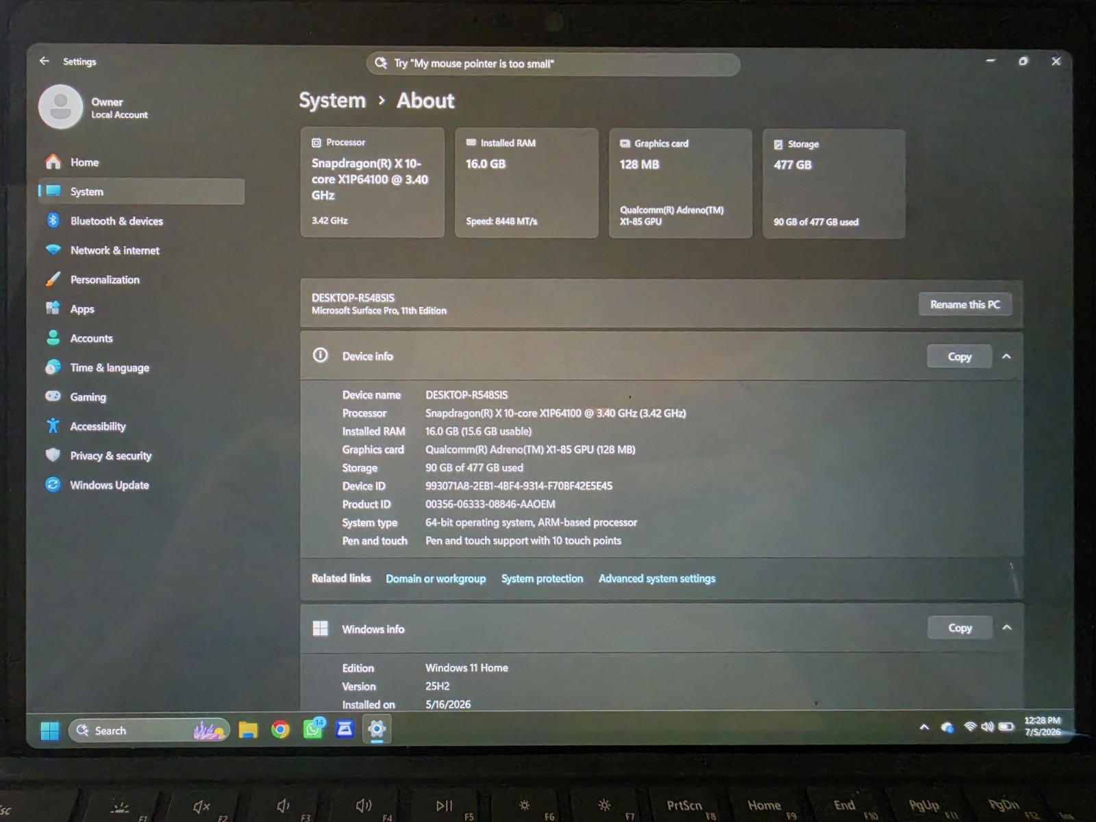 Microsoft Surface Pro 11″ 16GB RAM 512GB w/ Keyboard & Rugged Case, Mint