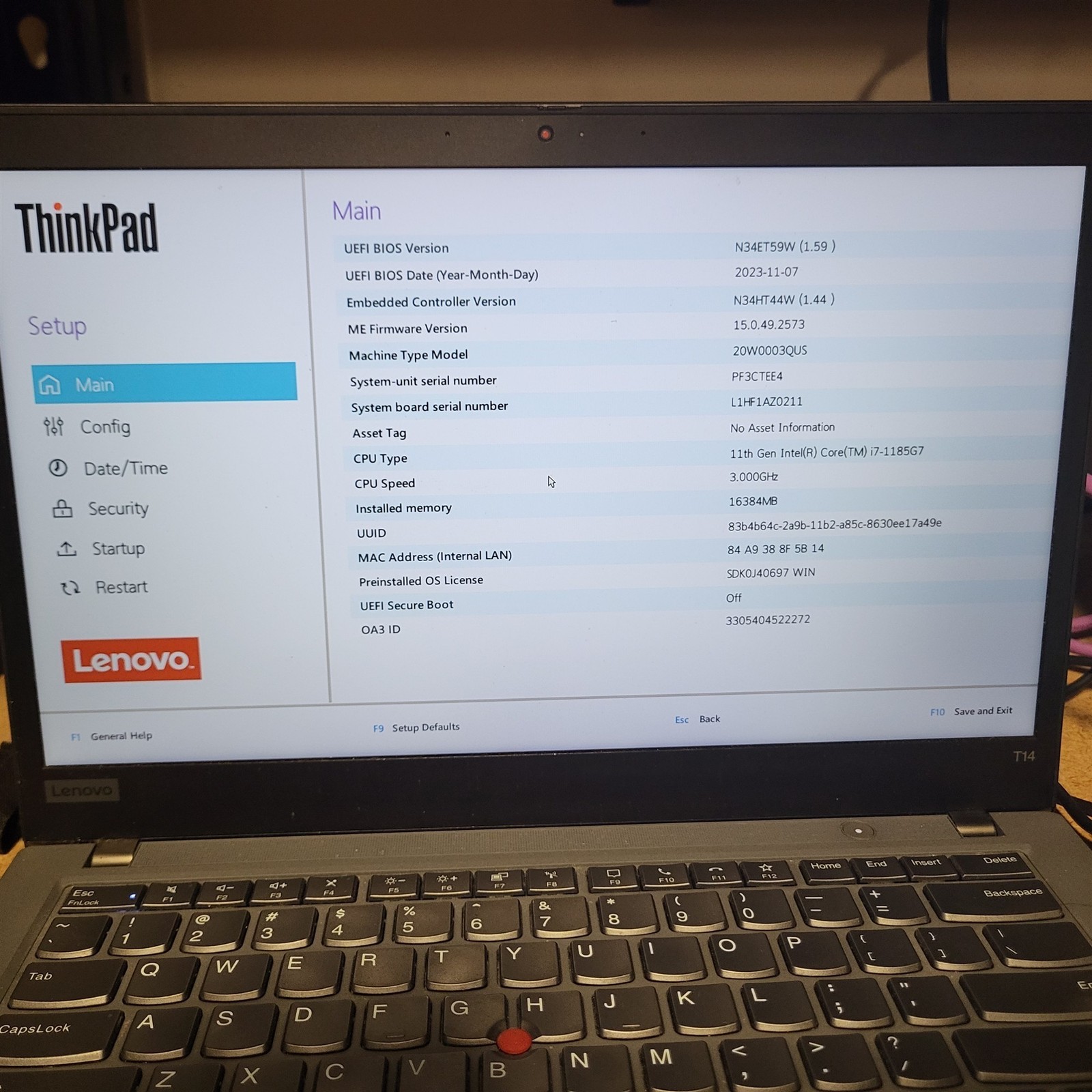 Scratched LCD Lenovo ThinkPad T14 Gen 2 Intel i7-1185G7 3GHz 16GB 1TB SSD