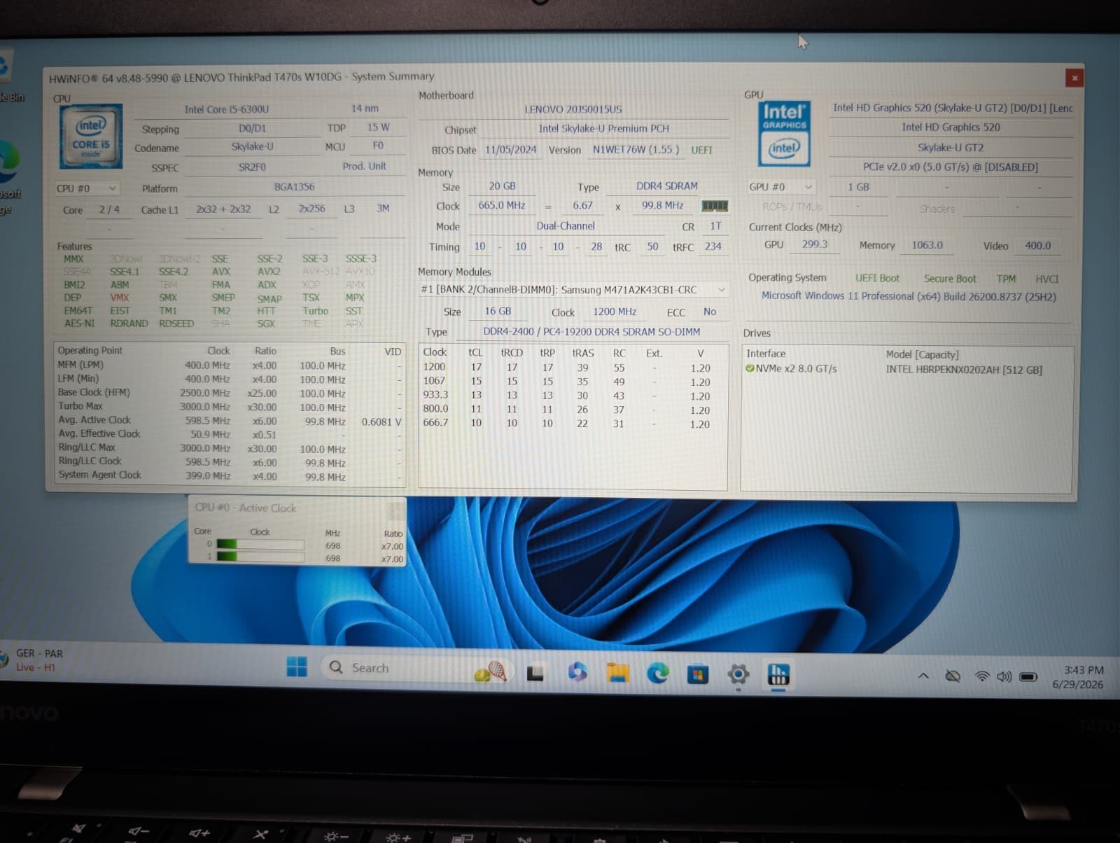 Lenovo ThinkPad T470s | i5 6th Gen 20GB RAM 512GB SSD | FHD Backlit 2 Batts