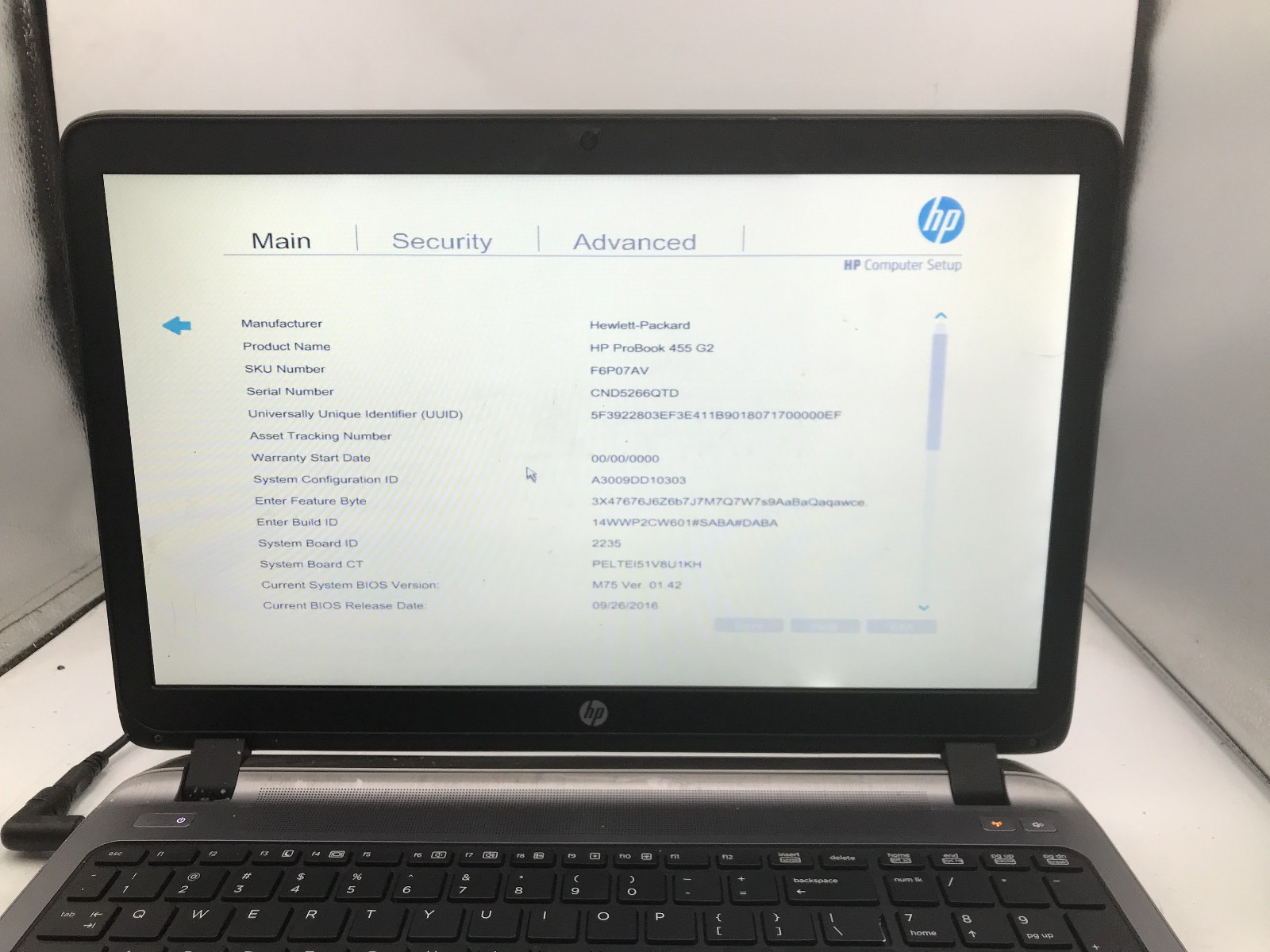 HP PROBOOK 455 G2 – BOOTS TO BIOS – AMD A SERIES CPU – NO RAM – READ DESCRIP -BB