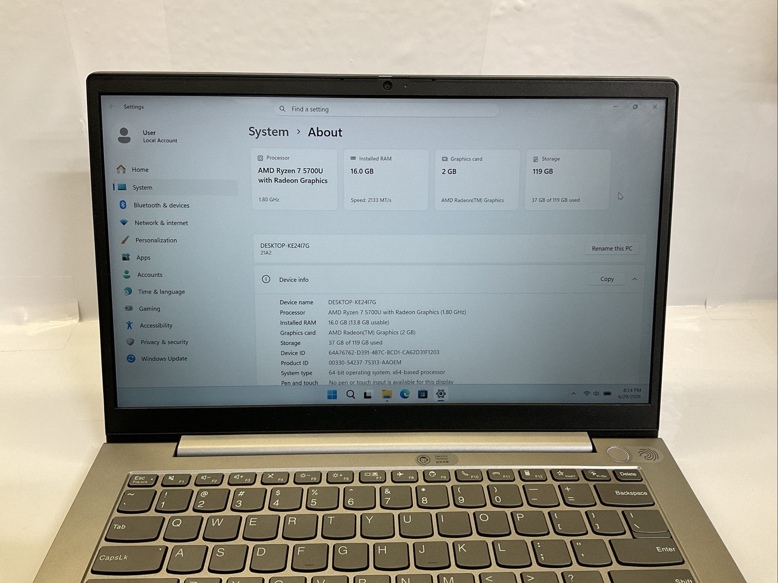 Lenovo ThinkBook 14 G3 ACL/ Ryzen 7/ 16GB RAM/ 128GB SSD/FHD/W11 Pro/(128F)