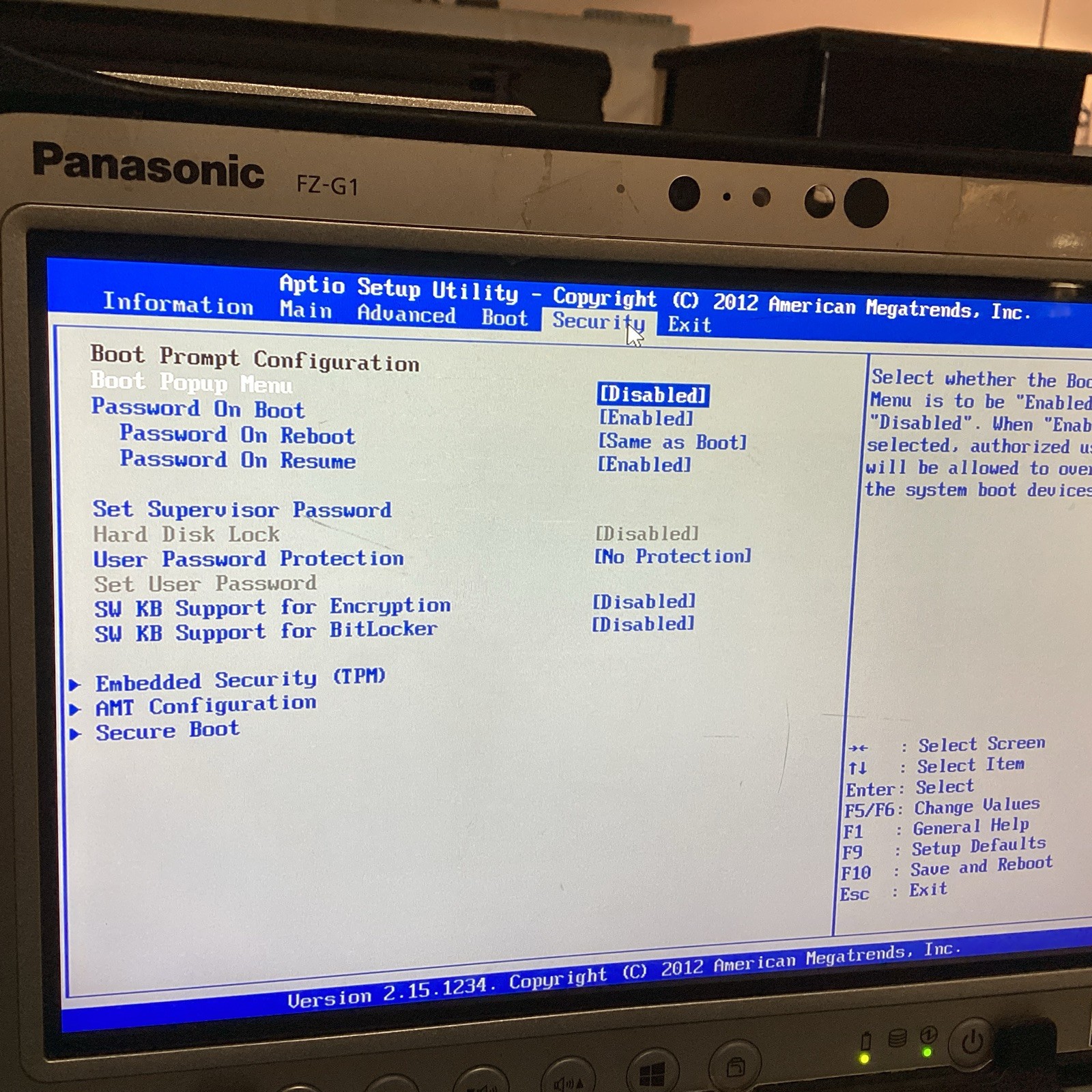 Panasonic Toughpad FZ-G1 MK5 i5 7300U@2.60GHz 8G Ram 256GB SSD W/Keyboard No OS