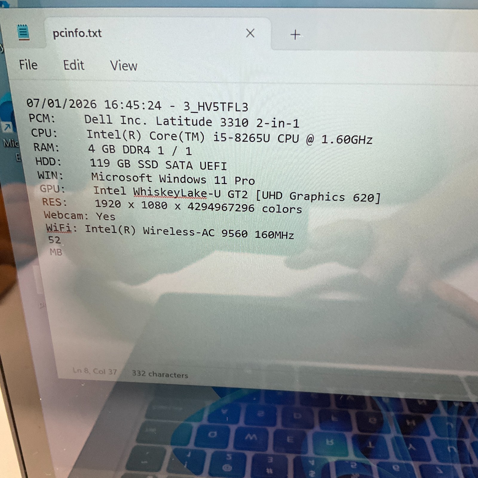Dell Latitude 3310 2-in-1 Intel i5-8265U 1.60GHz 4GB RAM 128GB SSD Windows 11