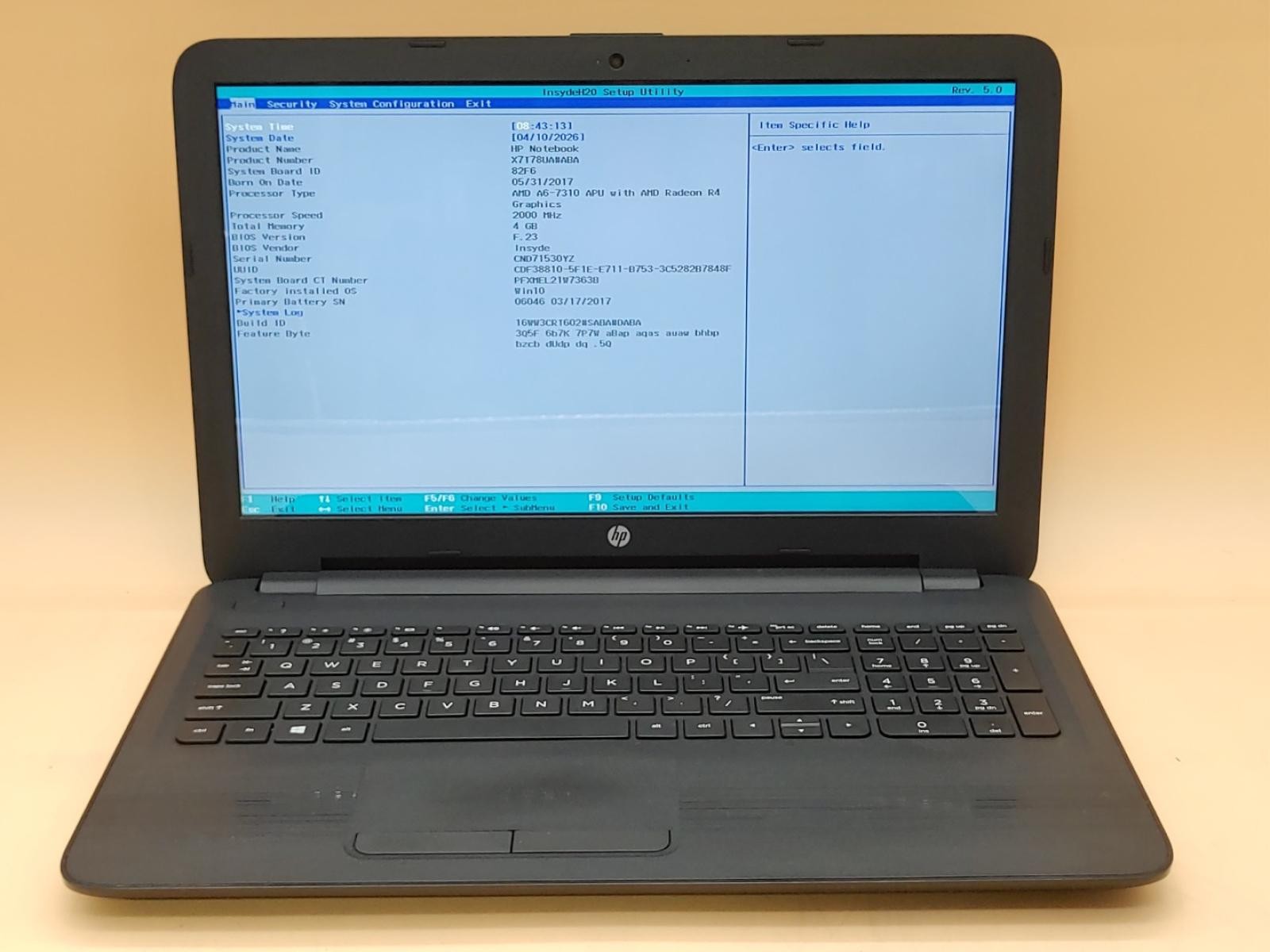 HP Notebook 15-ba009dx 15.6″ AMD A6-7310 4GB RAM 500GB HDD *NO OS/NO AC*