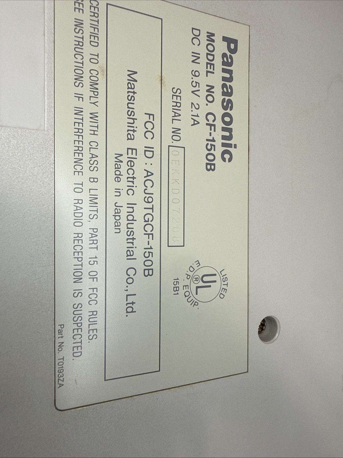 1989 Panasonic Business Partner CF-150 B Portable Computer Powers On Untested