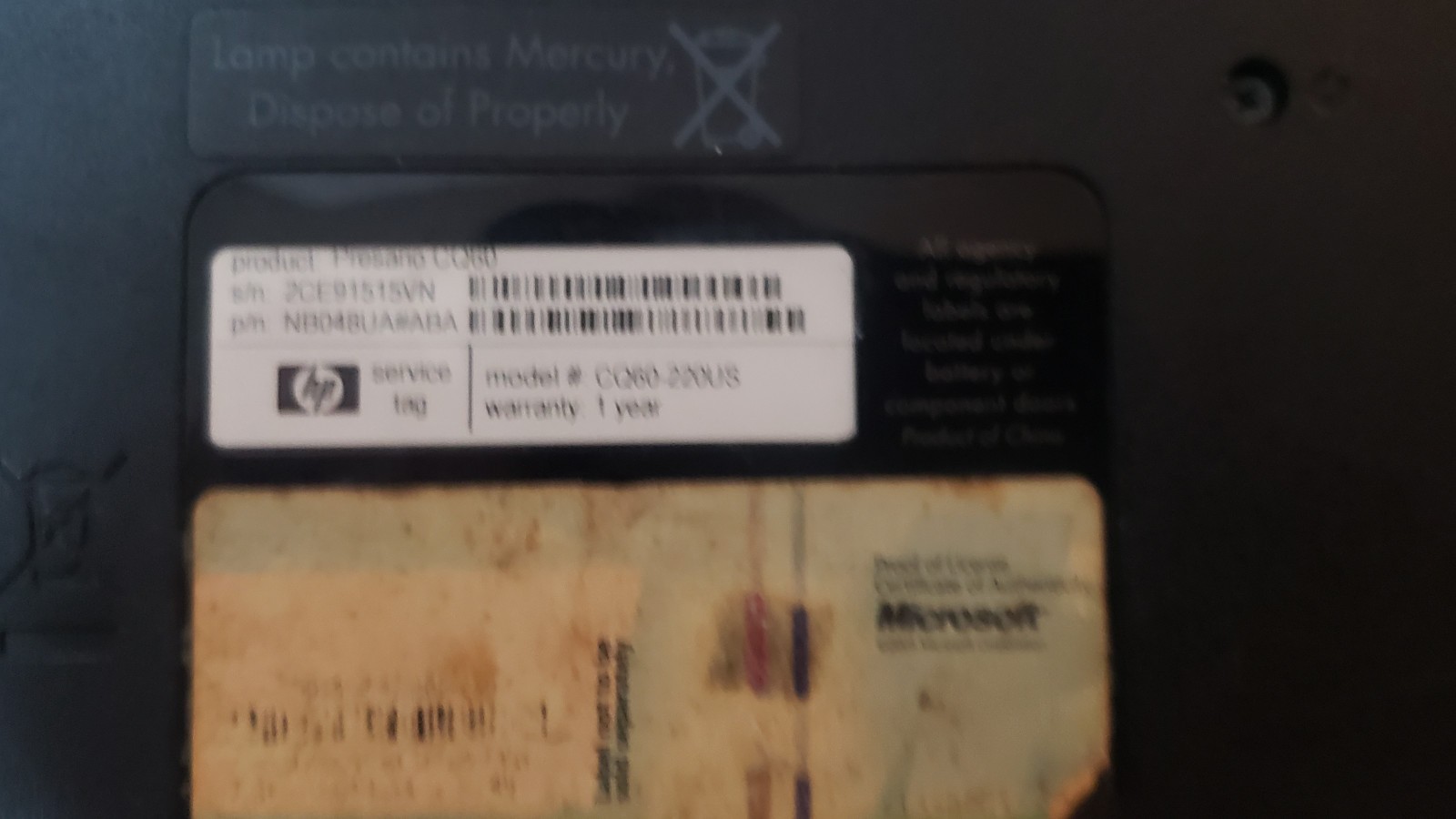 Compaq Presario CQ60 Laptop 1gb 128gb SSD PARTS REPAIR ONLY BROKEN SCREEN *LOOK*