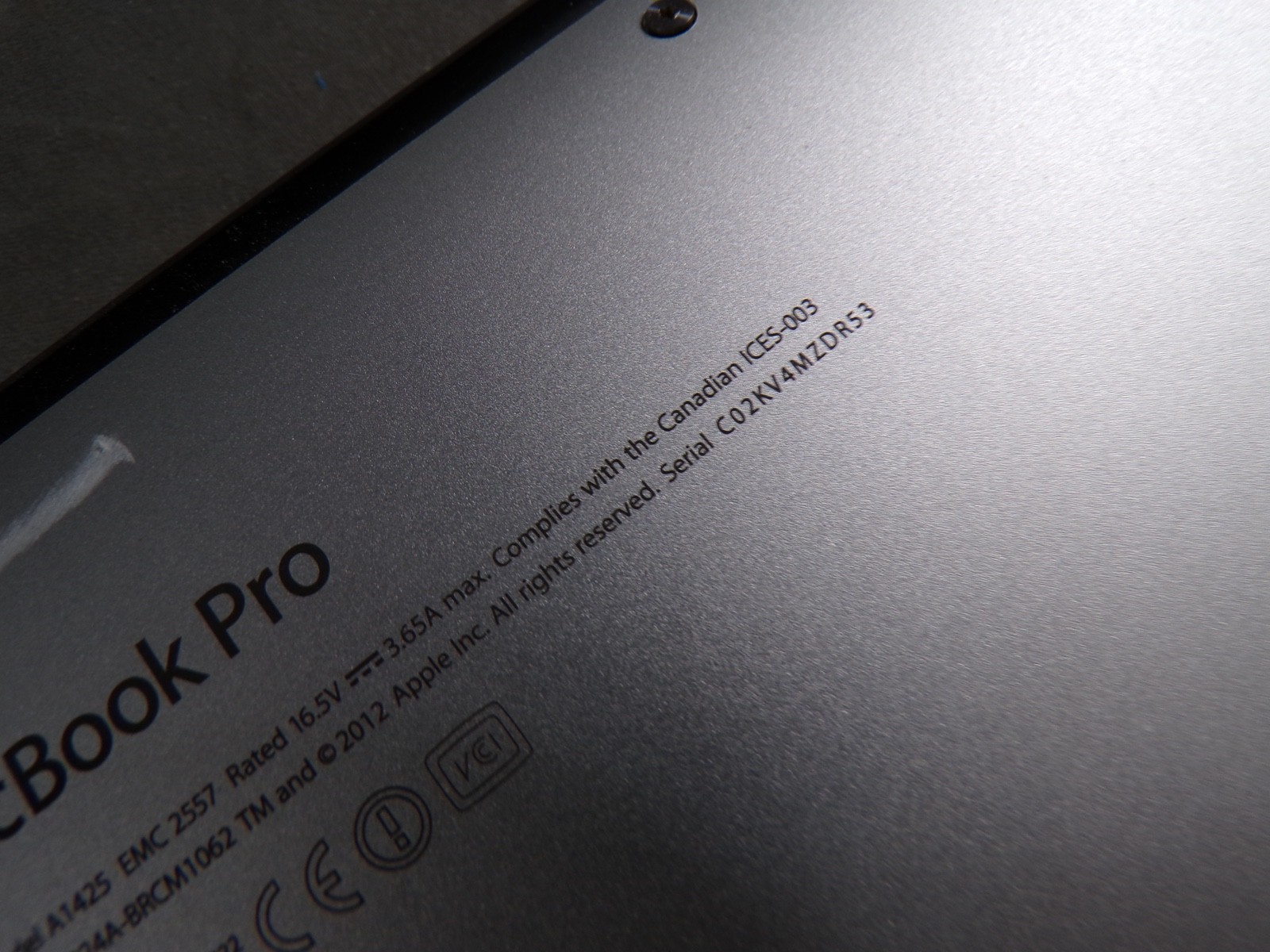 MacBook Pro “Core i5″ 2.5 13” Retina 2012 2.5 GHz Core i5 (i5-3210M) 8GB RAM