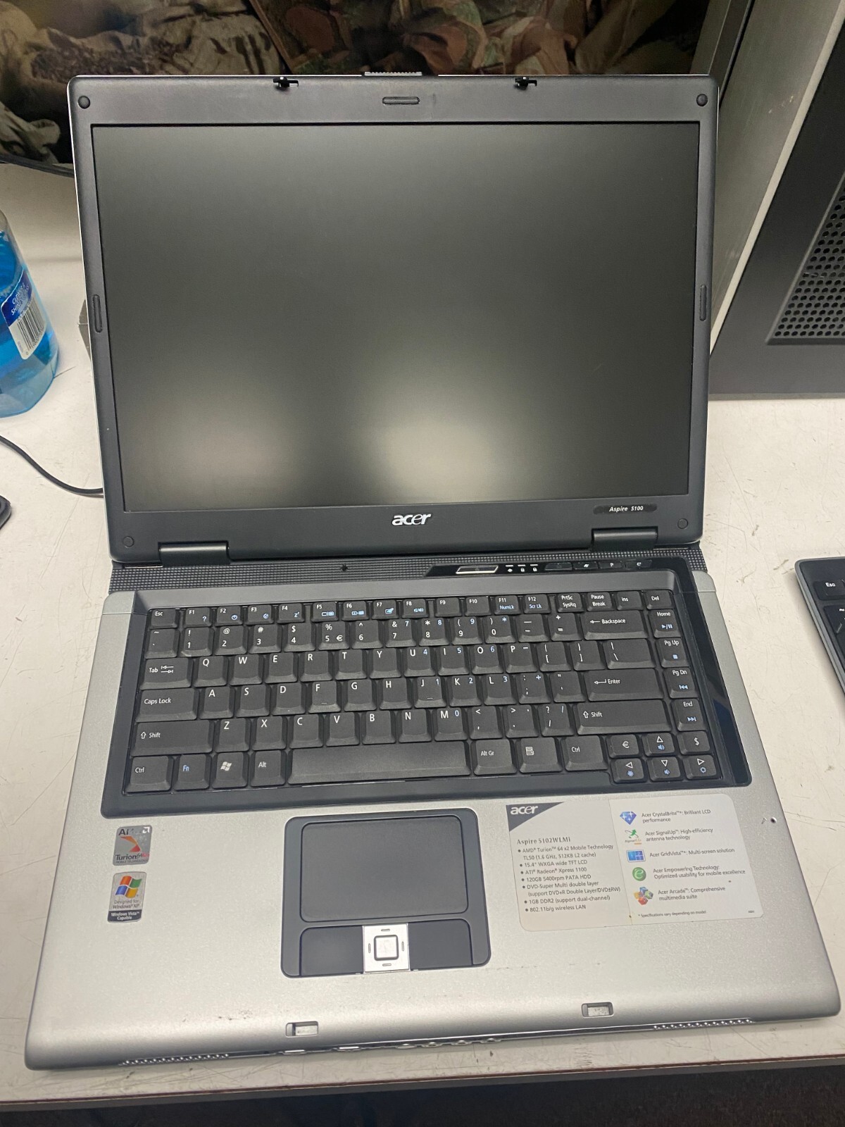 Acer Aspire 5100 Laptop AMD Turion 64 X2 120 GB SSD Windows 7 Fresh