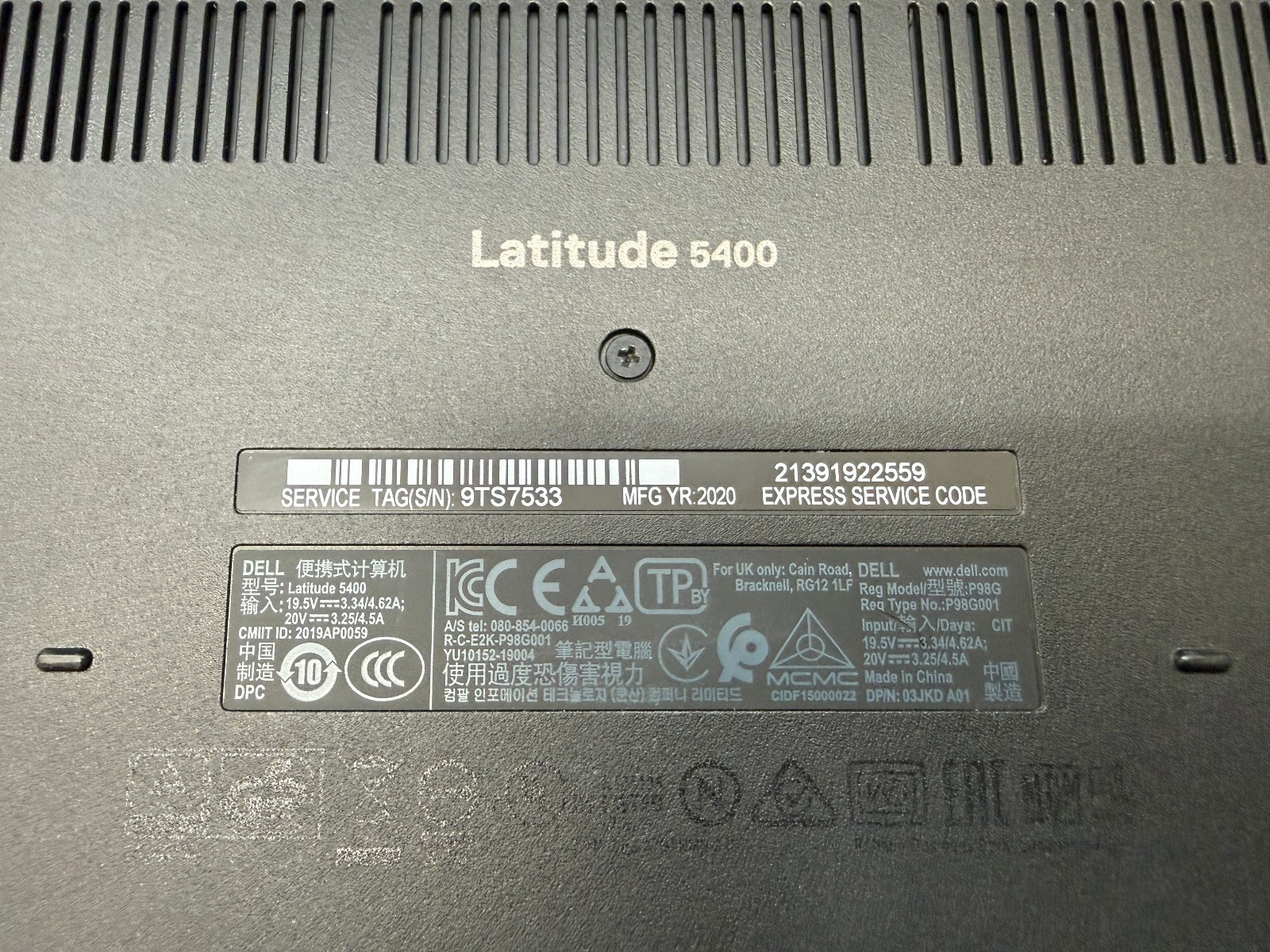 Dell Latitude 5400 Intel i5-8365U 8GB RAM- No Battery/SSD/OS/AC