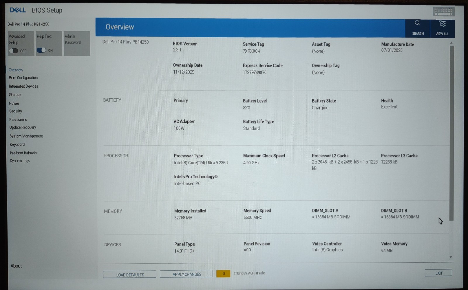 Dell Pro 14 Plus PB14250 14″ FHD+ Intel Core Ultra 5 238V 32GB RAM 1TB SSD