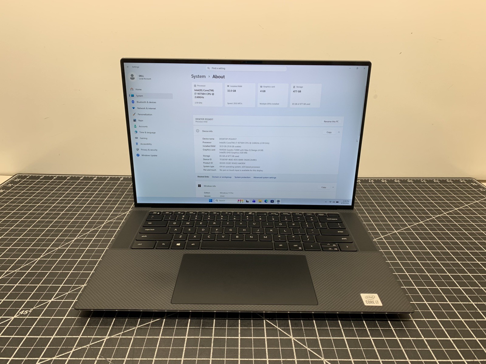 Dell Precision 5550 Core i7-10750H Quadro T2000, 32GB RAM, 512GB SSD | #P252