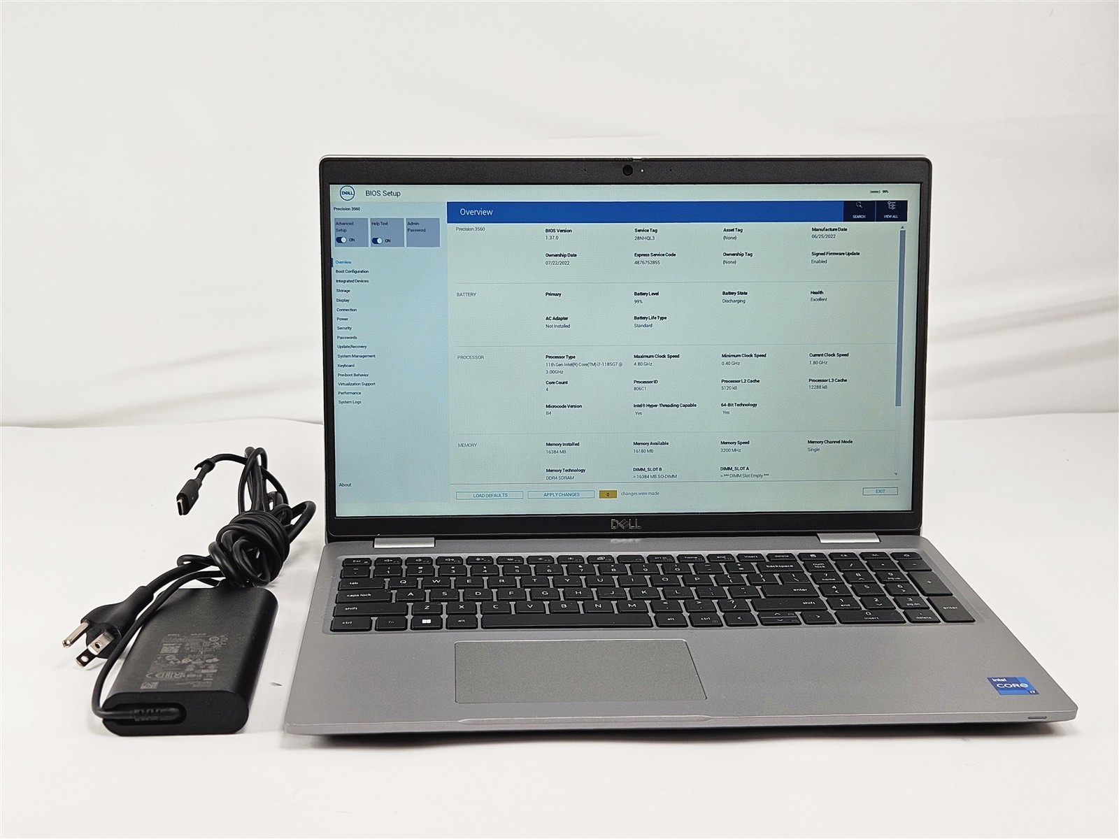 Dell 15.6″ Precision 3560 Intel Core i7-1185G7 16GB RAM 256GB SSD WiFi 6