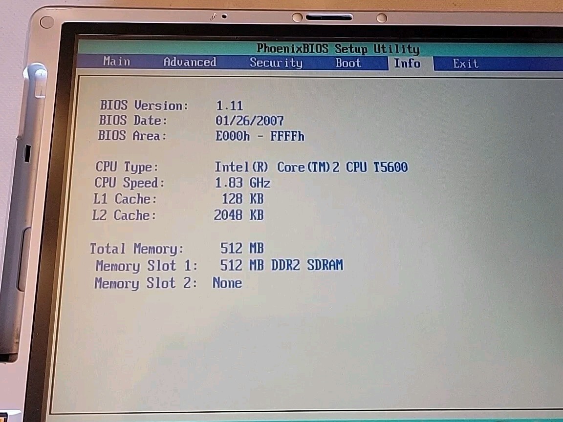 FUJITSU LIFEBOOK T4215 Core 2 T5600 1.83GHz 60GB 512MB RAM*No OS AC Batt #414